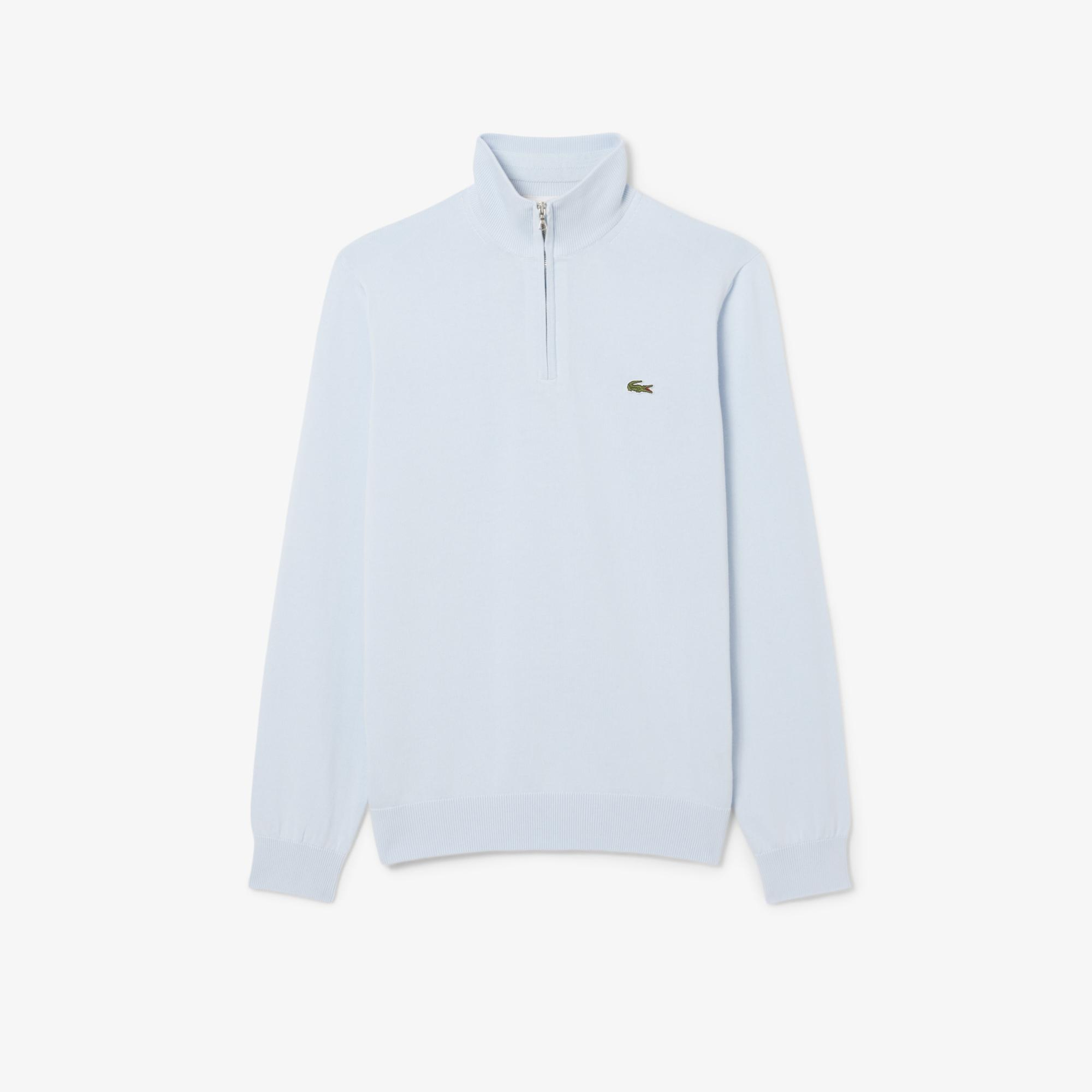 Zipped High Neck Cotton Sweater