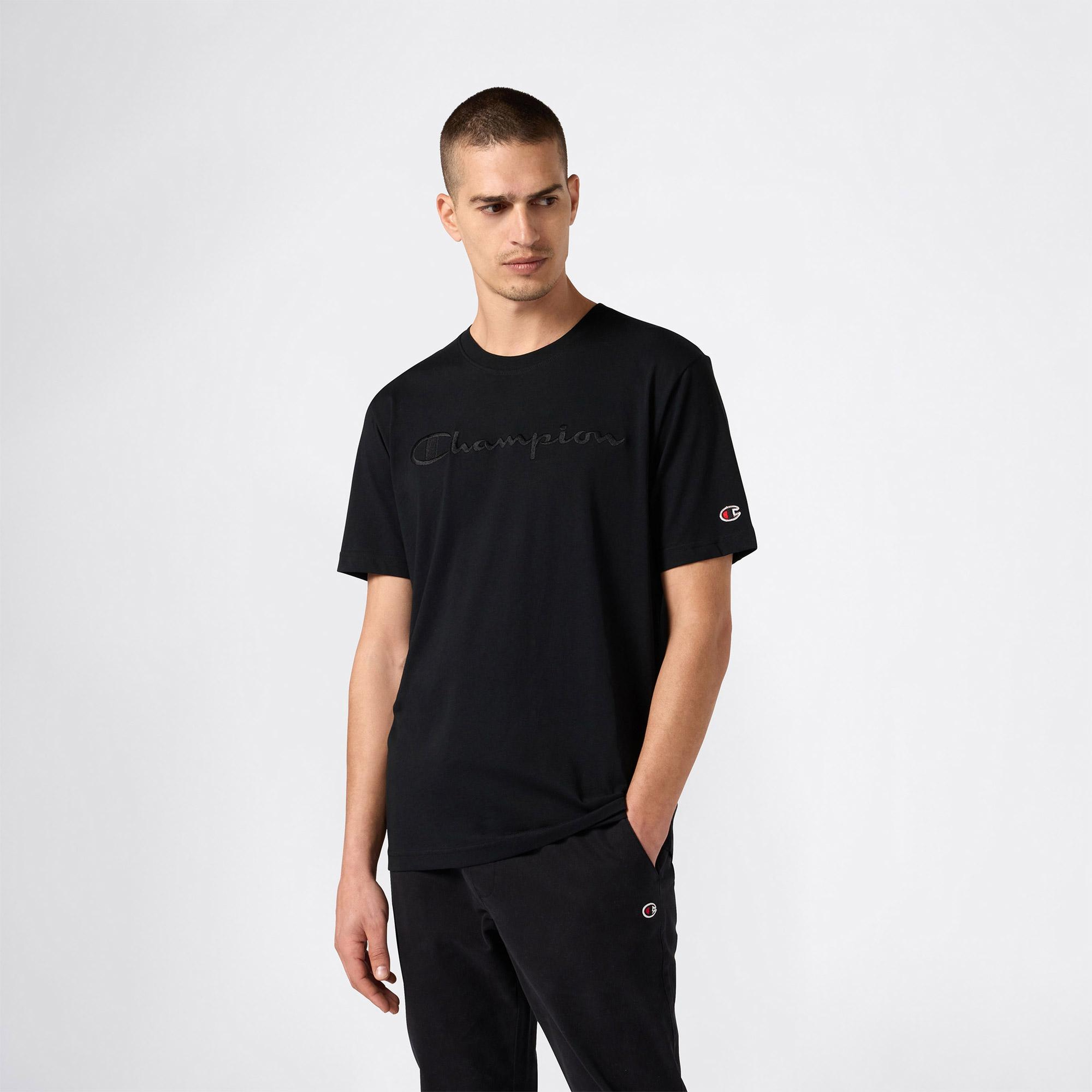 Champion SS Regular Fit Erkek Siyah T-Shirt