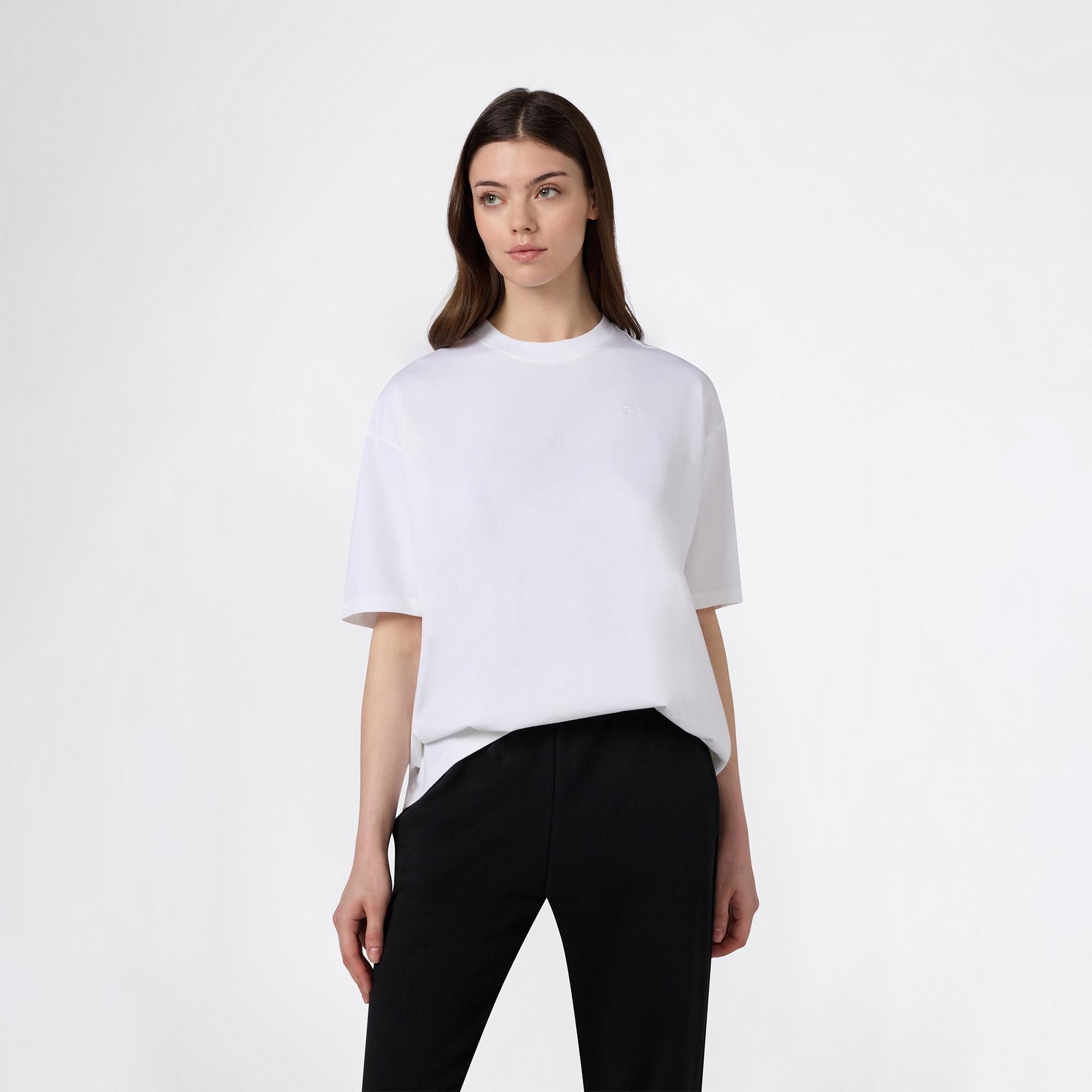 Champion SS Regular Fit Kadın Beyaz T-Shirt