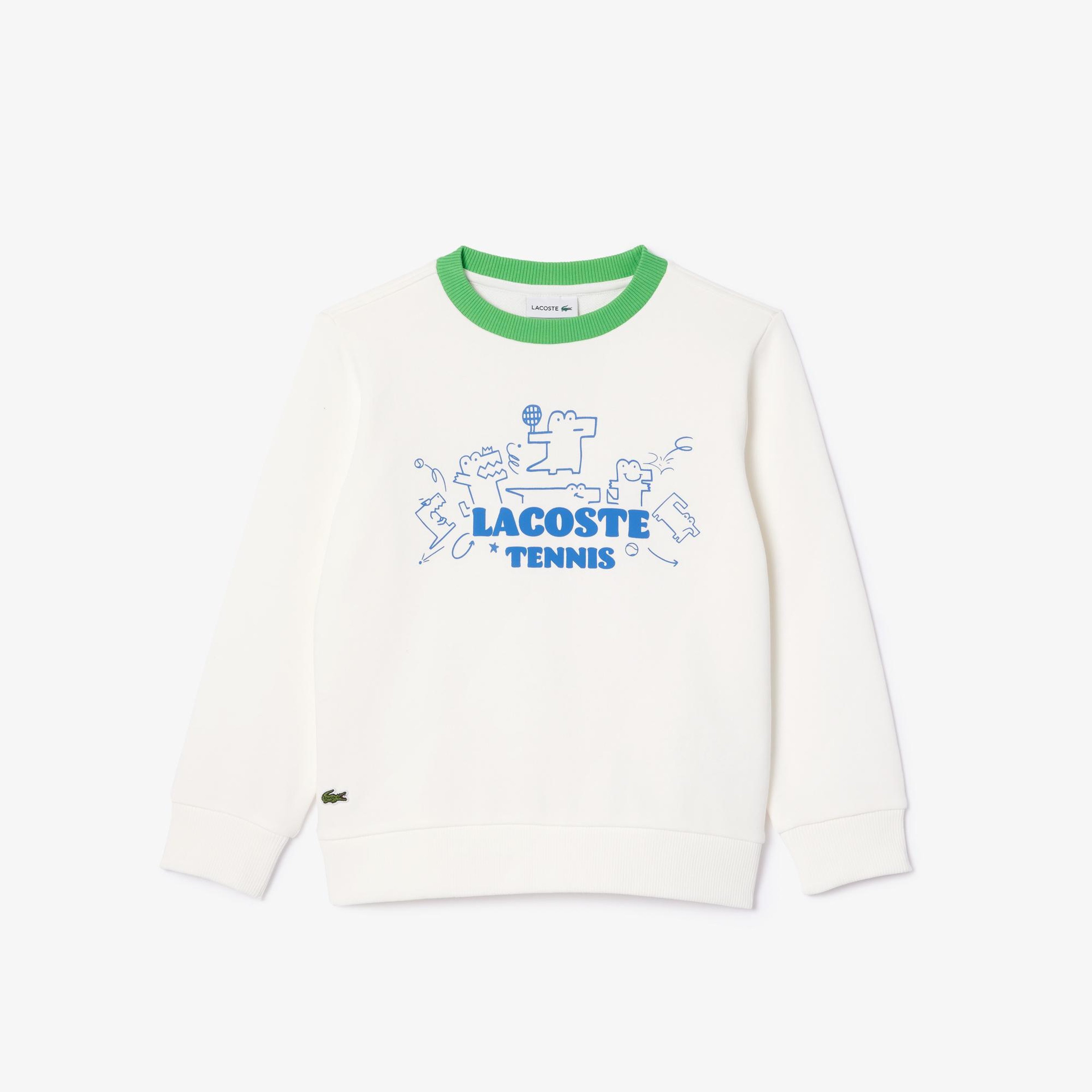 Çocuk Bisiklet Yaka Baskılı Beyaz Sweatshirt