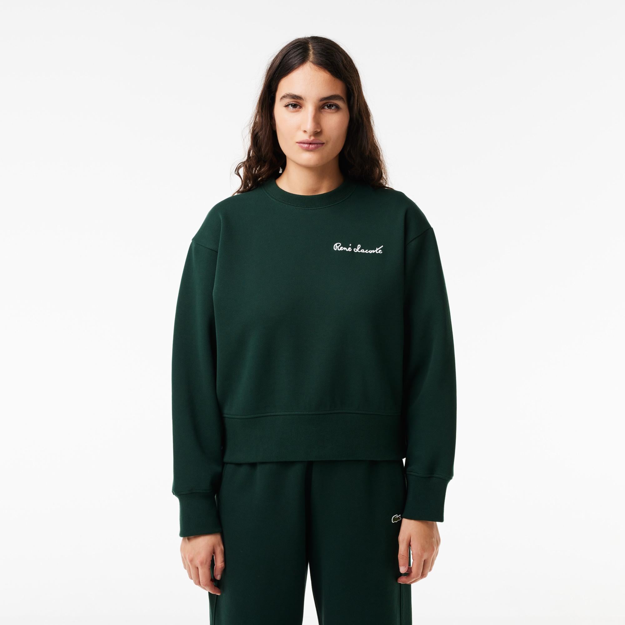 Kadın Bisiklet Yaka Yeşil Sweatshirt