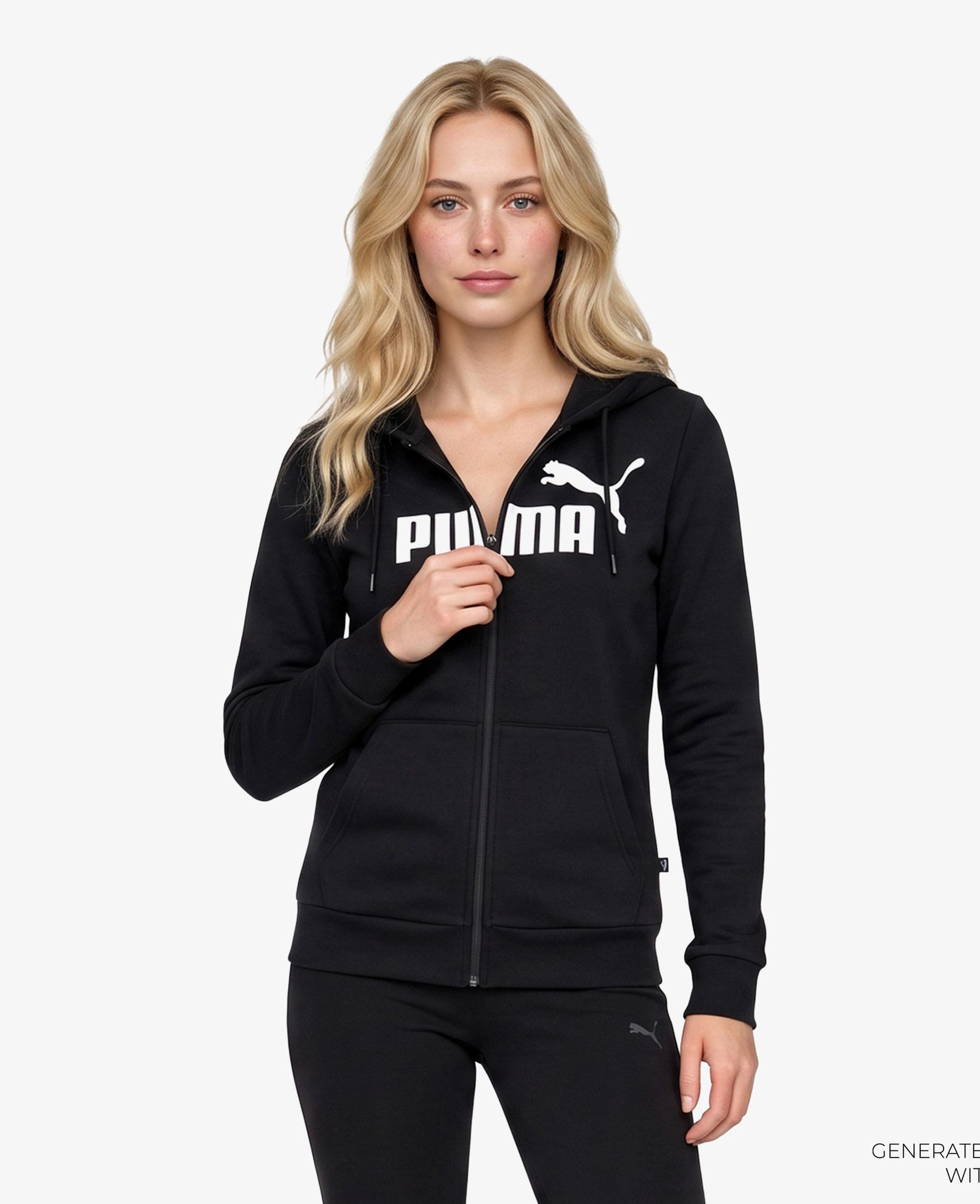 Puma Essentials Logo Full Zip Kadın Siyah Sweatshirt