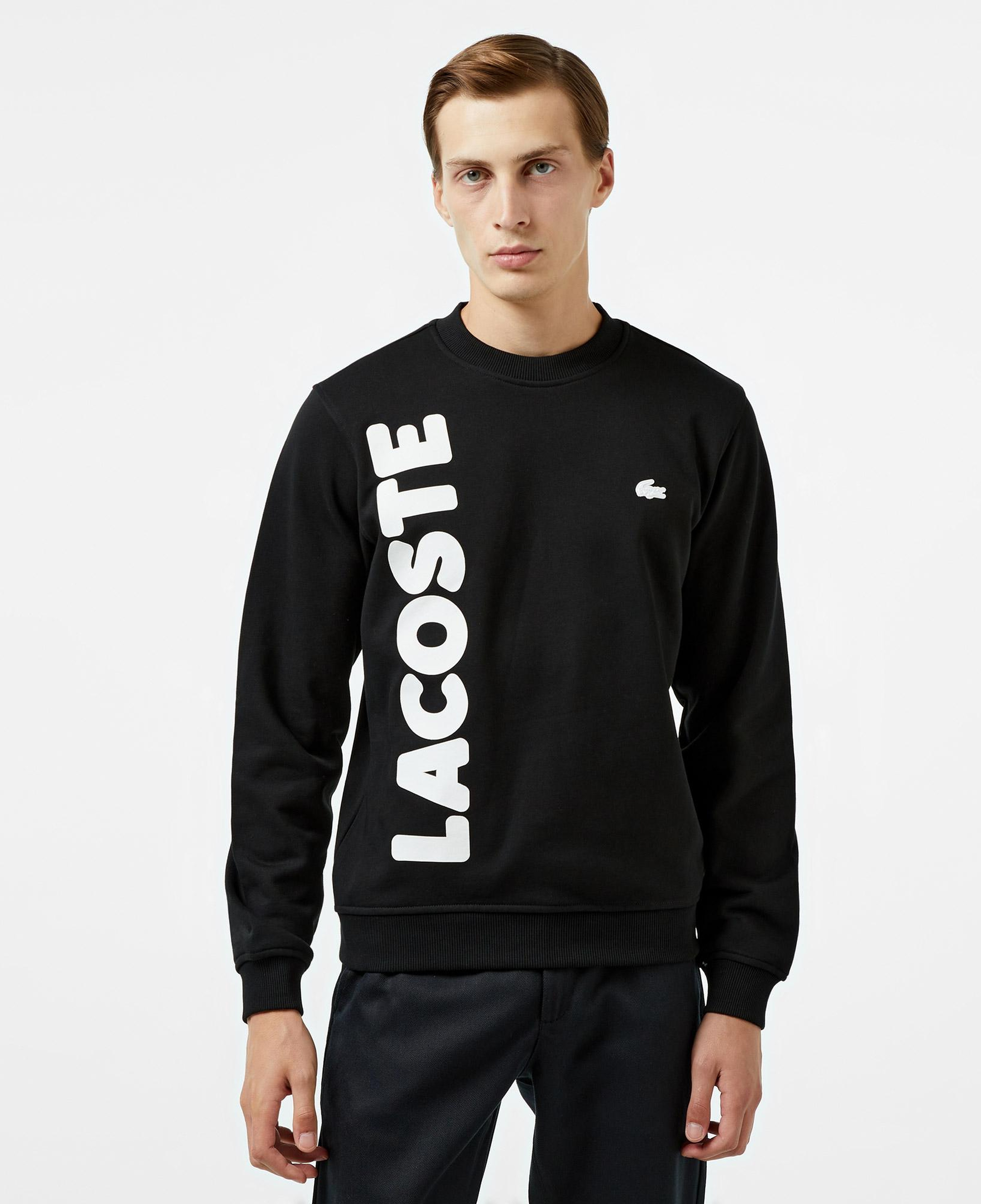 Erkek Relaxed Fit Bisiklet Yaka Baskılı Siyah Sweatshirt