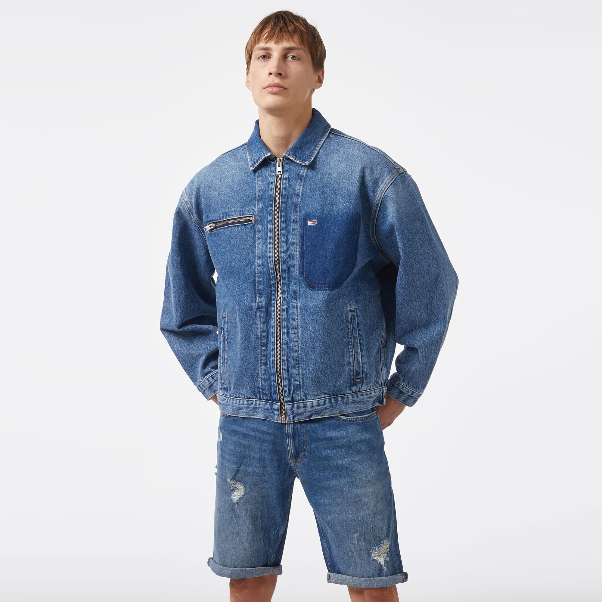Tommy Hilfiger Erkek Mavi Kot Ceket