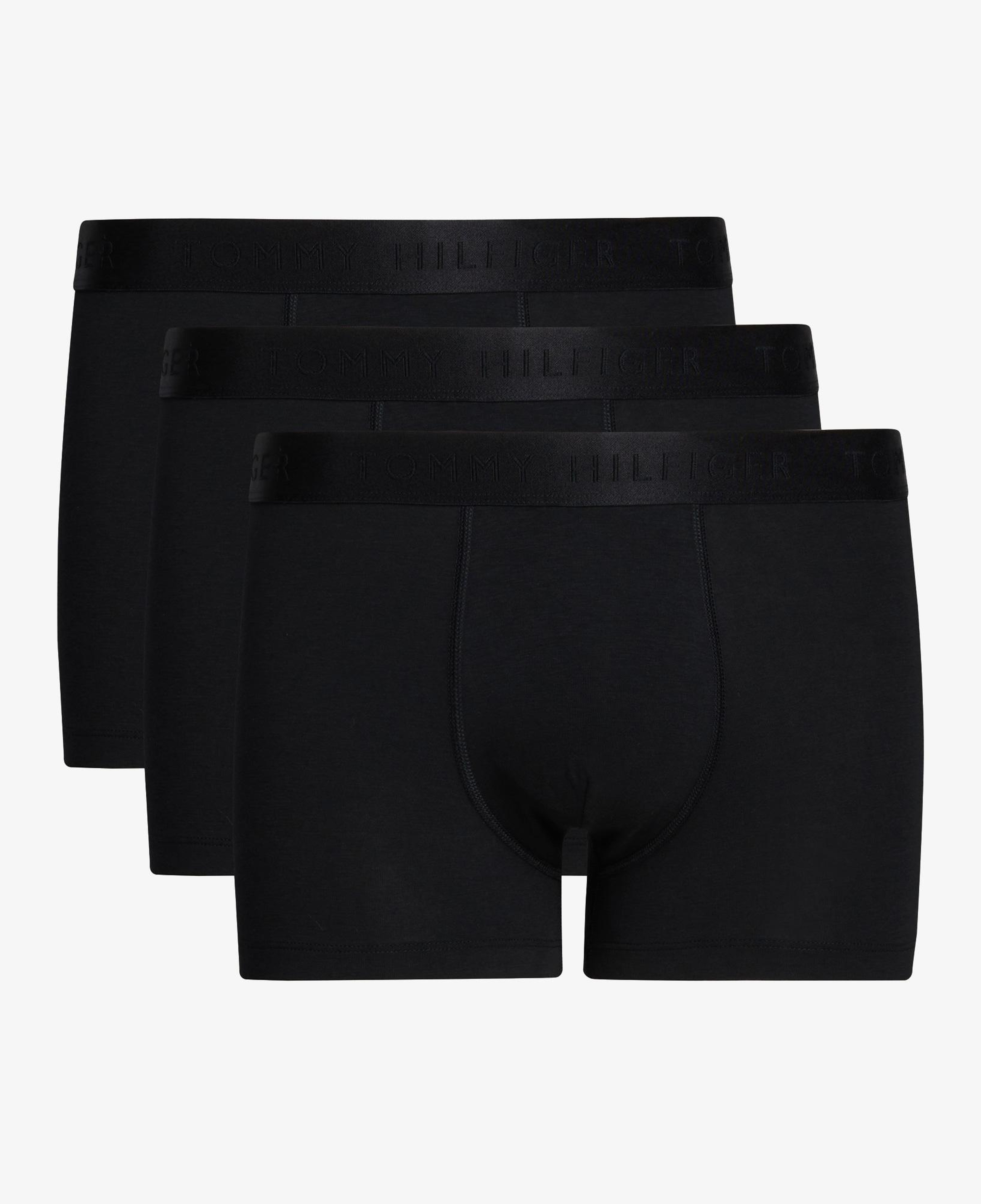 Tommy Hilfiger Trunk 3'lü Siyah Bantlı Lüks Erkek Siyah Boxer