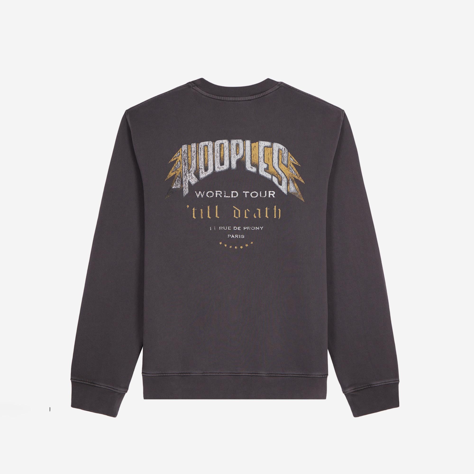 ERKEK BASKILI BİSİKLET YAKA SİYAH SWEATSHIRT