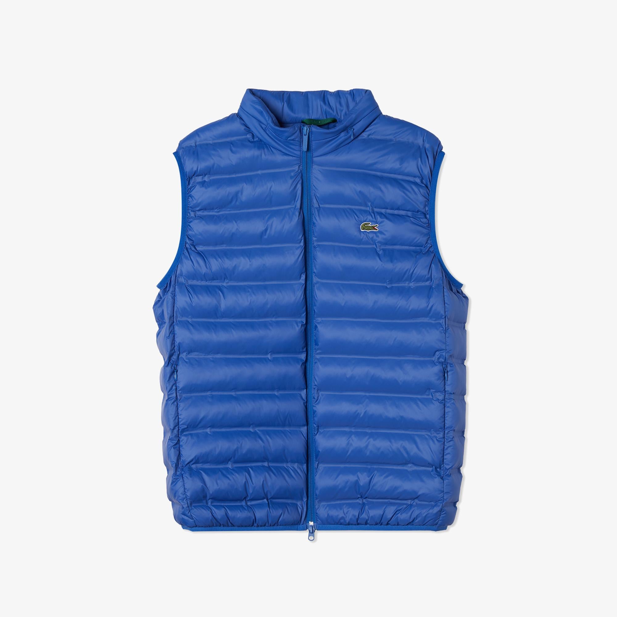 Erkek Slim Fit Kapüşonlu Mavi Yelek