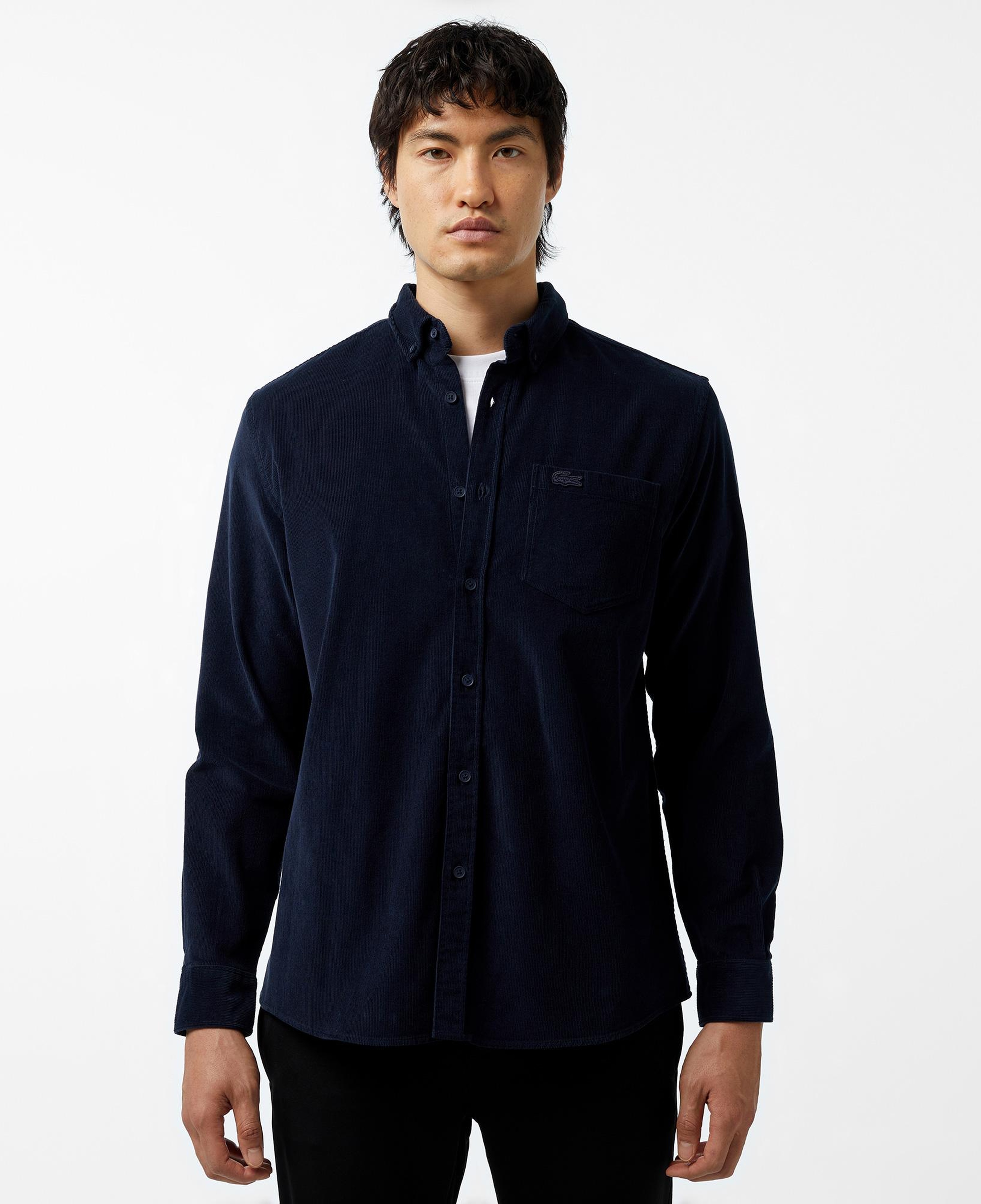 Erkek Regular Fit Düğmeli Yaka Lacivert Gömlek