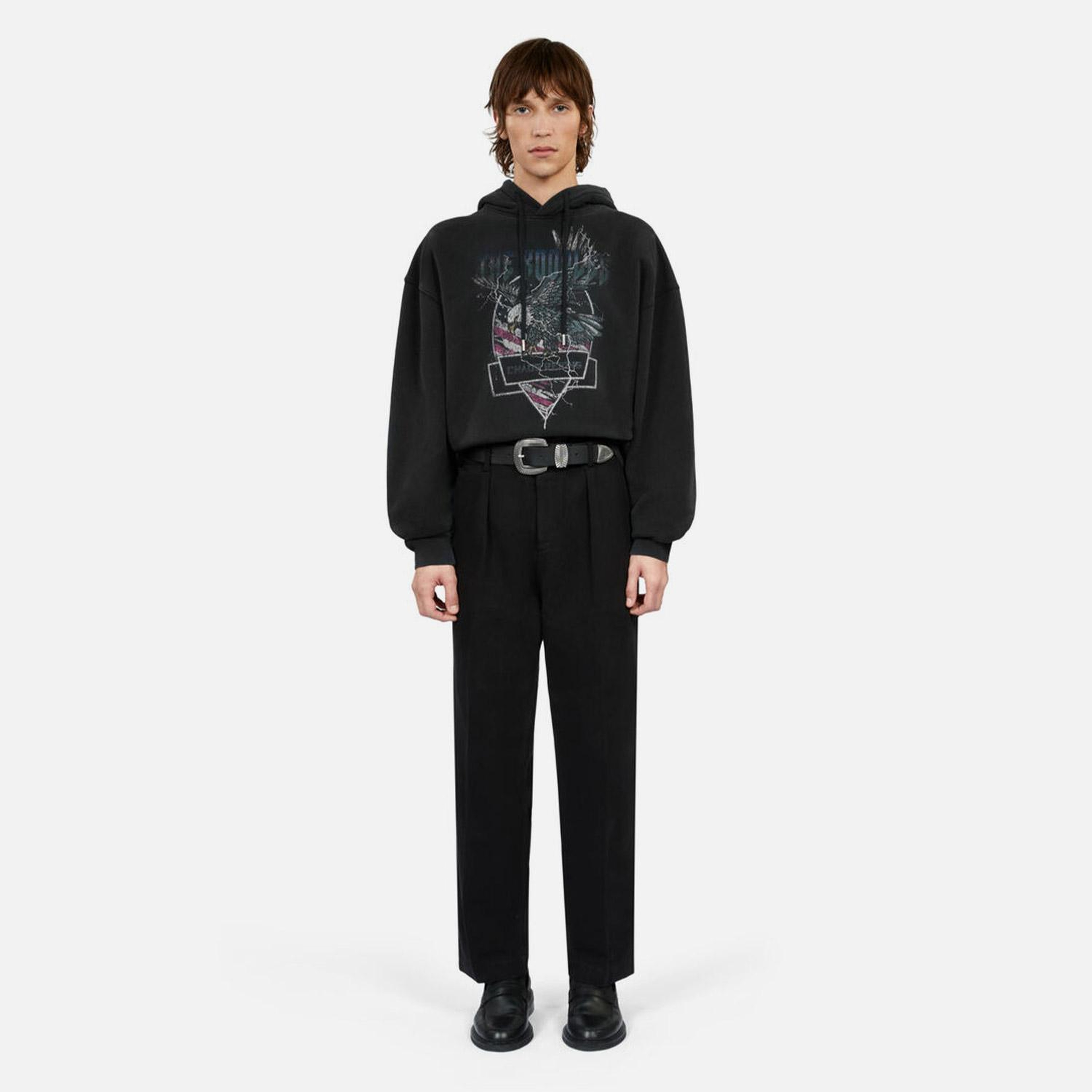 ERKEK SİYAH BASKILI SWEATSHIRT
