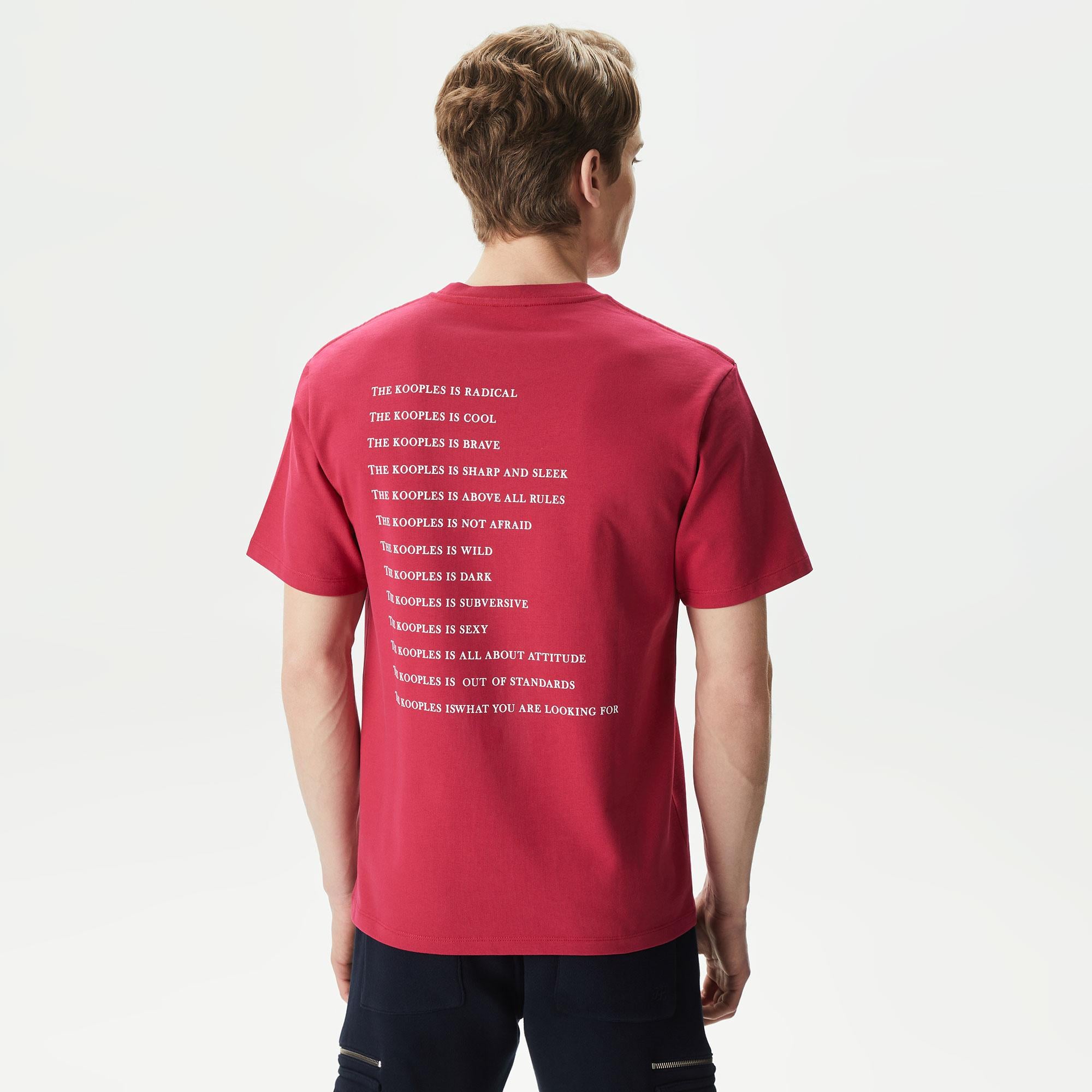 ERKEK BASKILI BİSİKLET YAKA KIRMIZI T-SHIRT