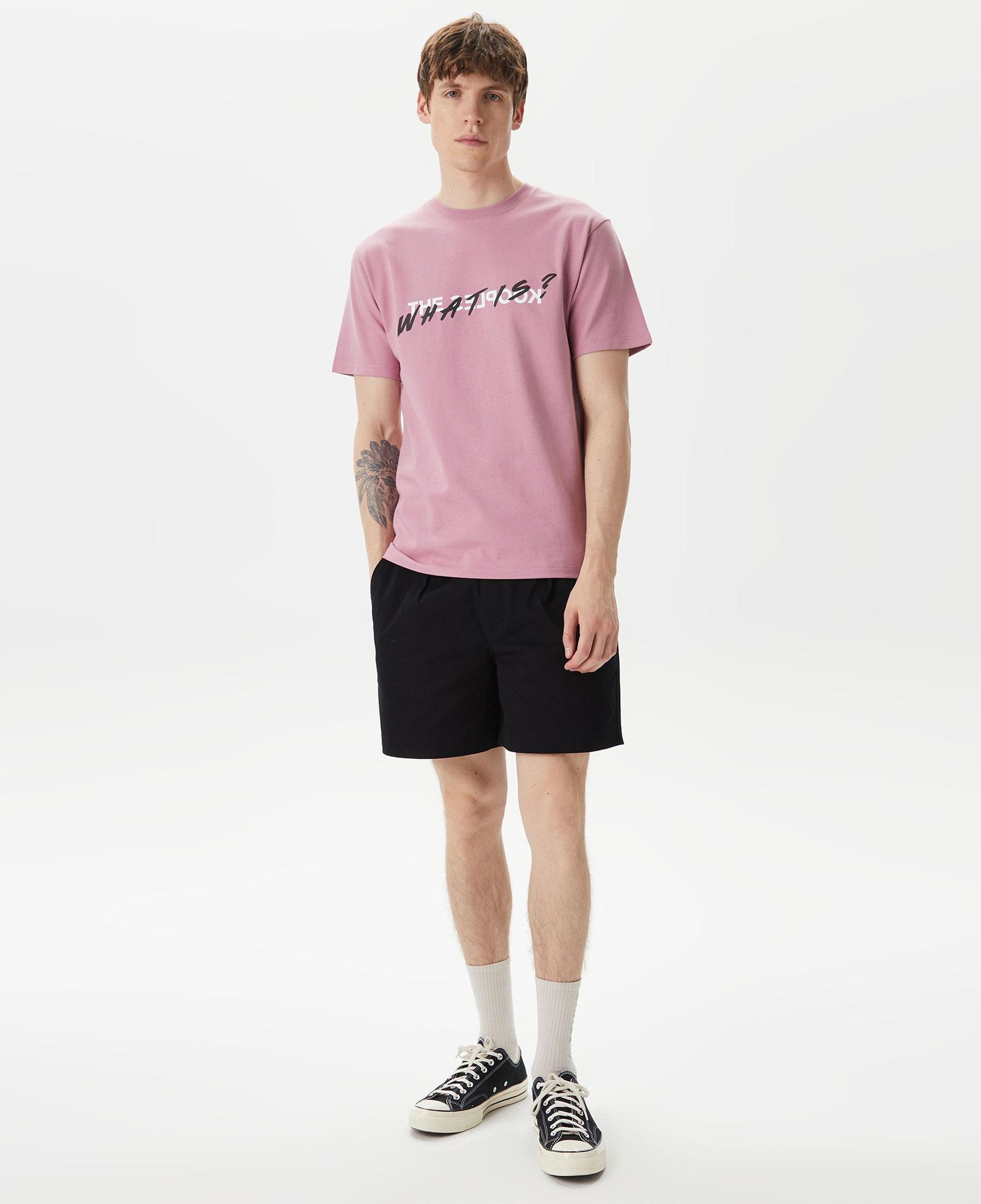 Erkek Baskılı Bisiklet Yaka Pembe T-Shirt