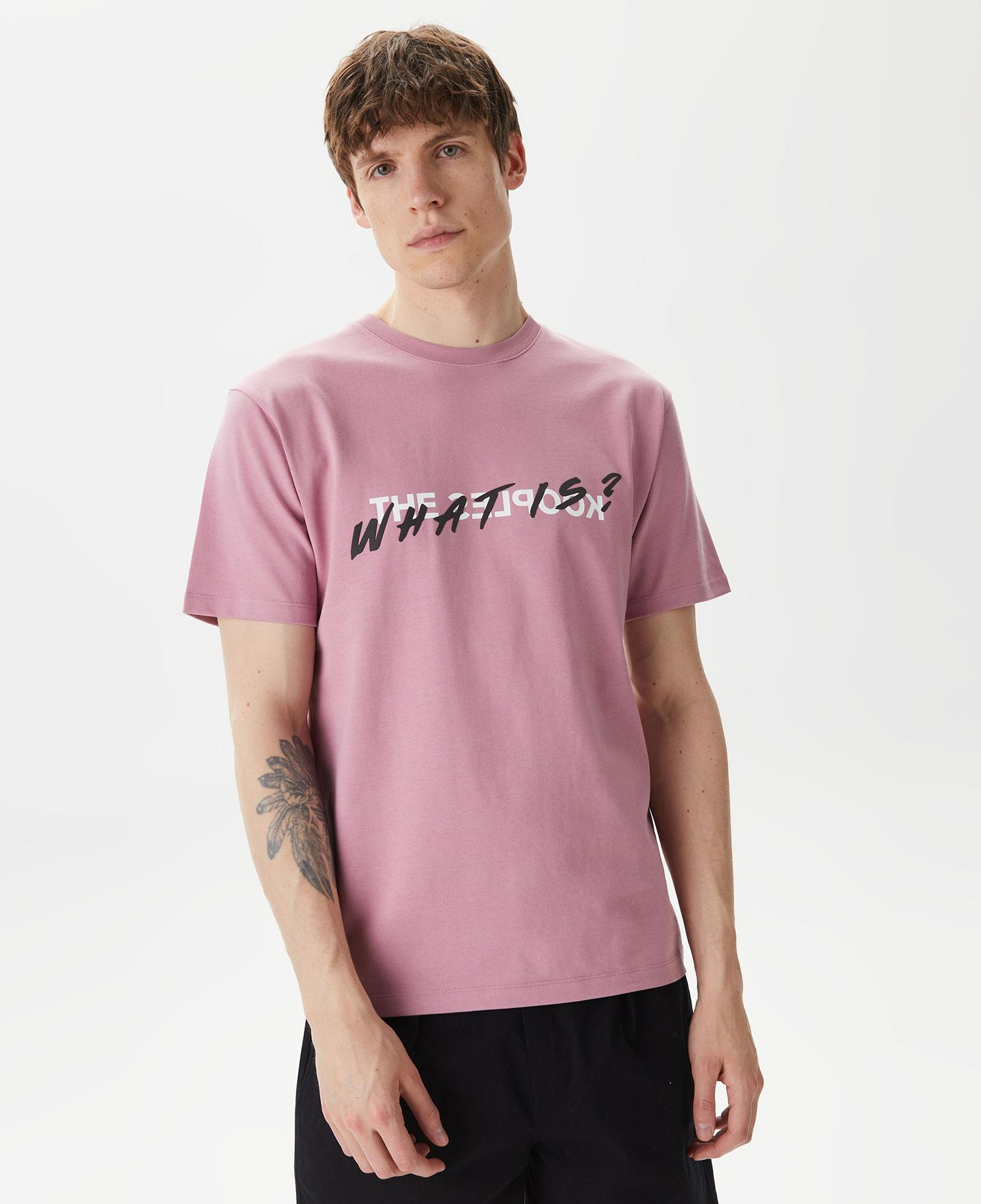 Erkek Baskılı Bisiklet Yaka Pembe T-Shirt