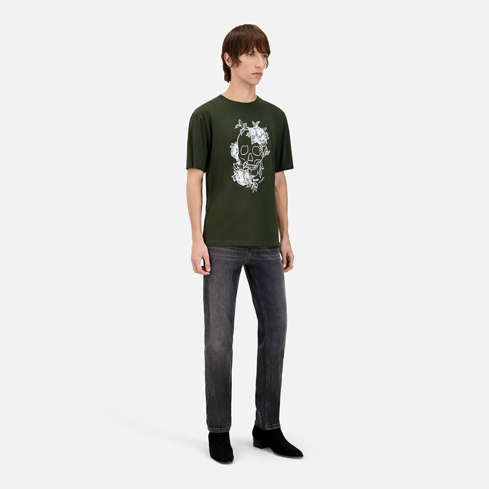 ERKEK BASKILI BİSİKLET YAKA YEŞİL T-SHIRT