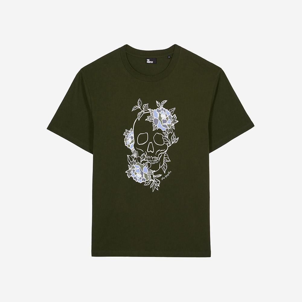 ERKEK BASKILI BİSİKLET YAKA YEŞİL T-SHIRT