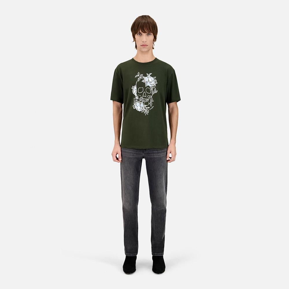 ERKEK BASKILI BİSİKLET YAKA YEŞİL T-SHIRT