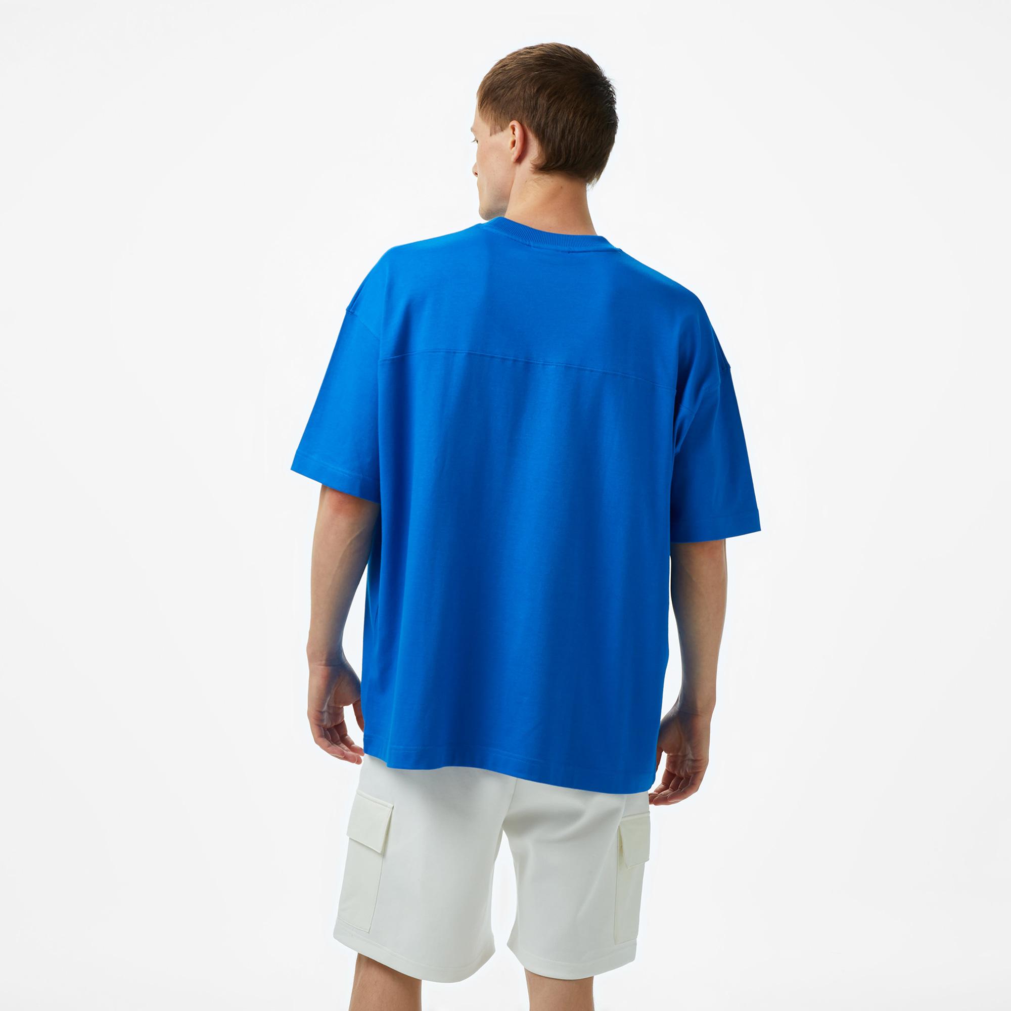 Lacoste House of SuperStep x Lacoste Erkek Mavi Modal Karışımlı T-Shirt