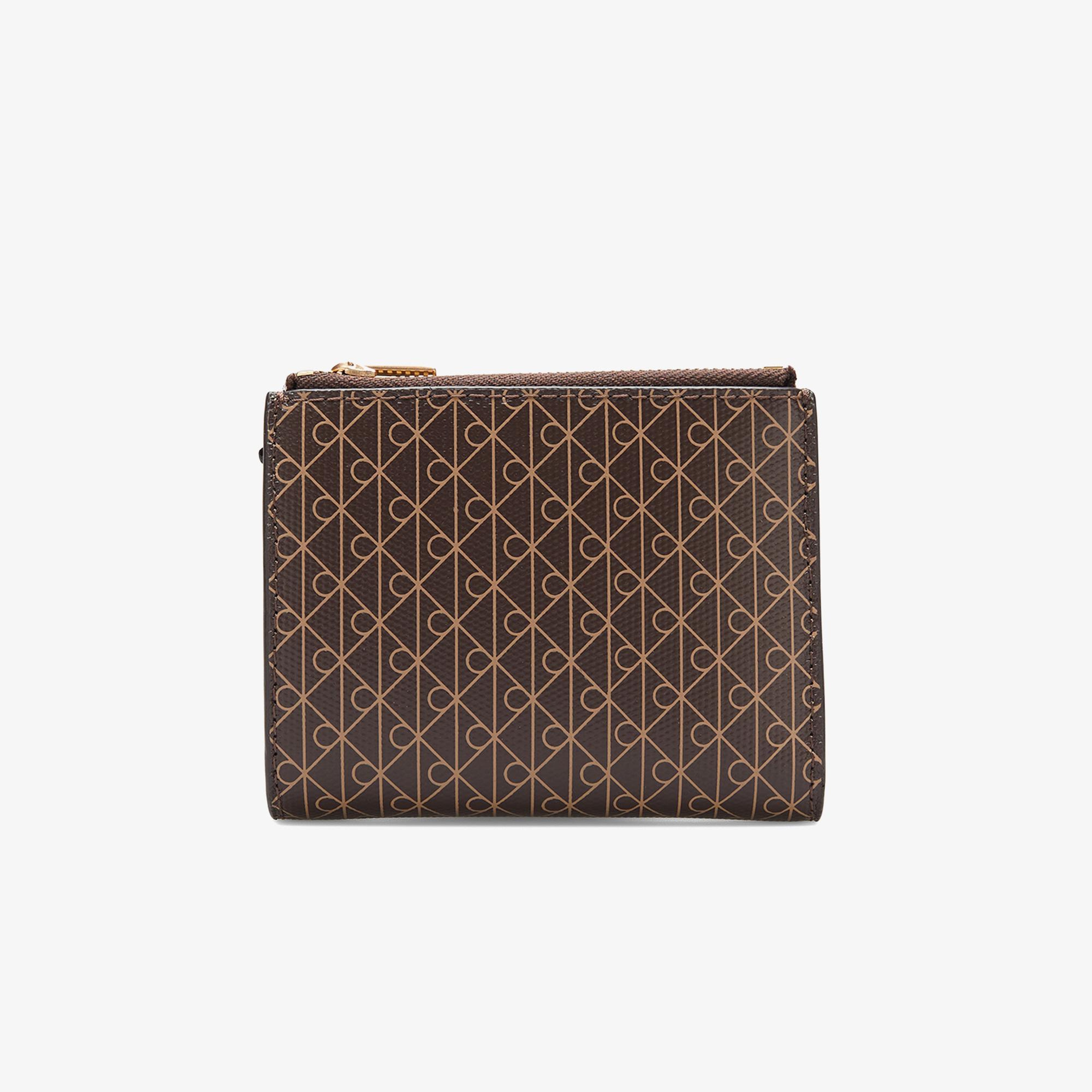 Calvin Klein Emblem Double Zip Bifold Kadın Kahverengi Kartlık
