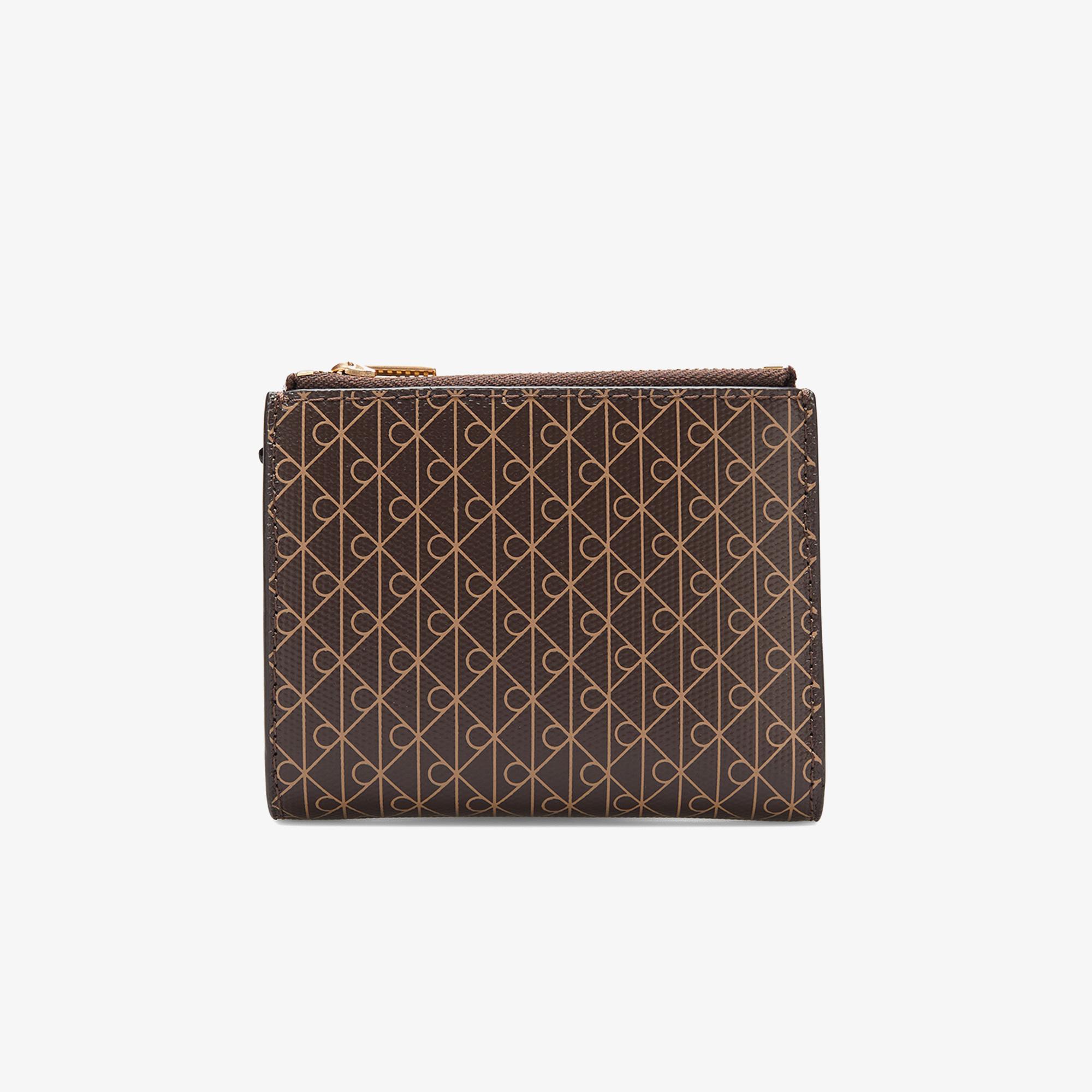 Calvin Klein Emblem Double Zip Bifold Kadın Kahverengi Kartlık
