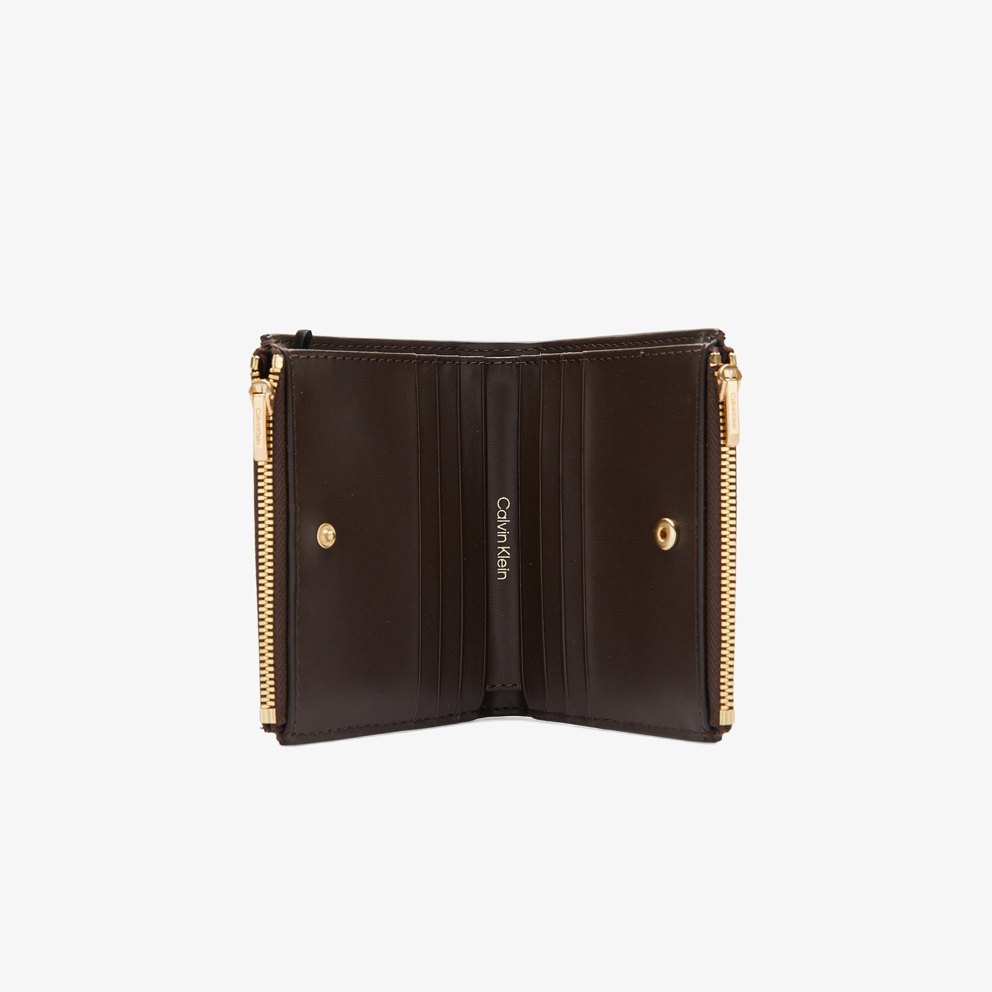 Calvin Klein Emblem Double Zip Bifold Kadın Kahverengi Kartlık