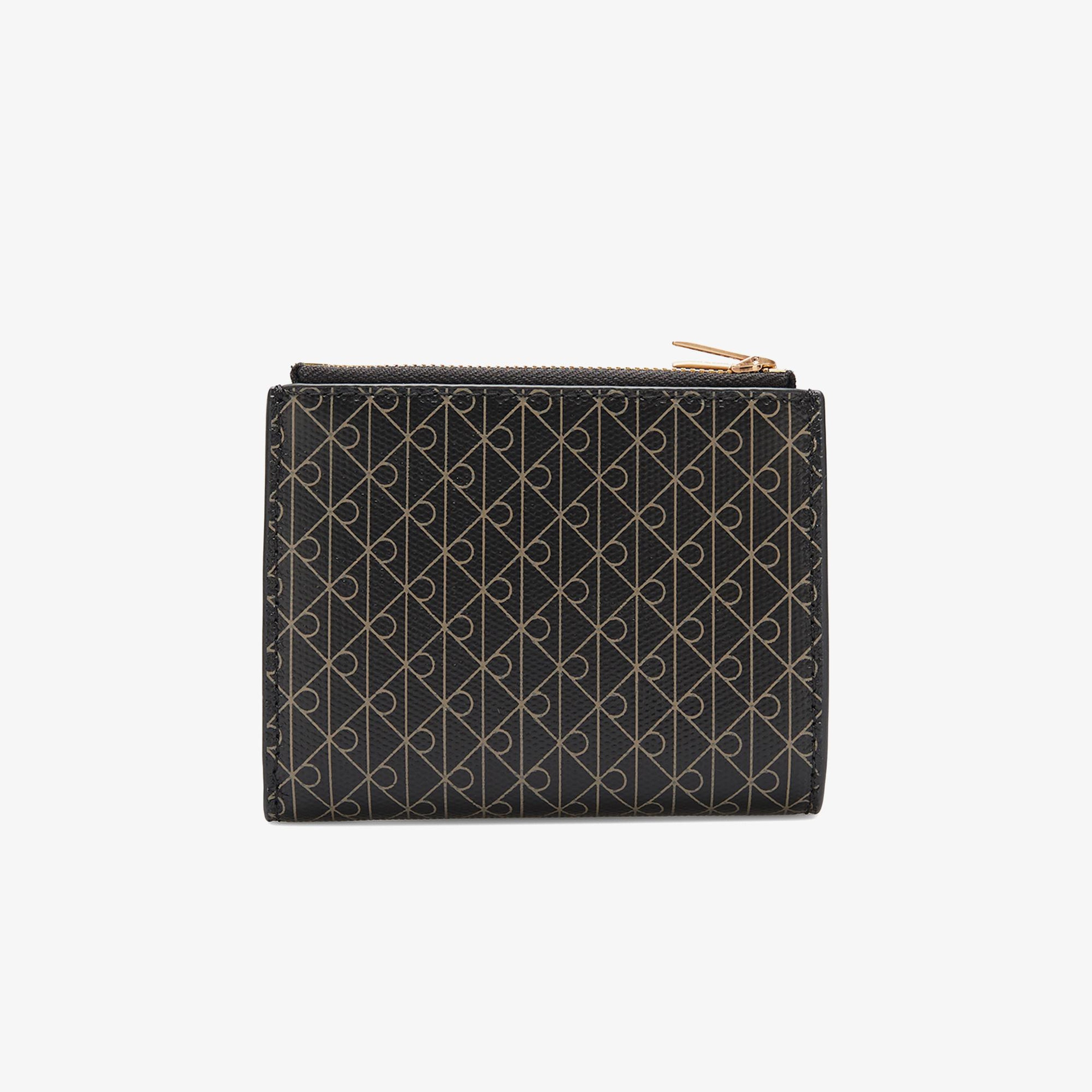 Calvin Klein Emblem Double Zip Bifold Kadın Siyah Kartlık