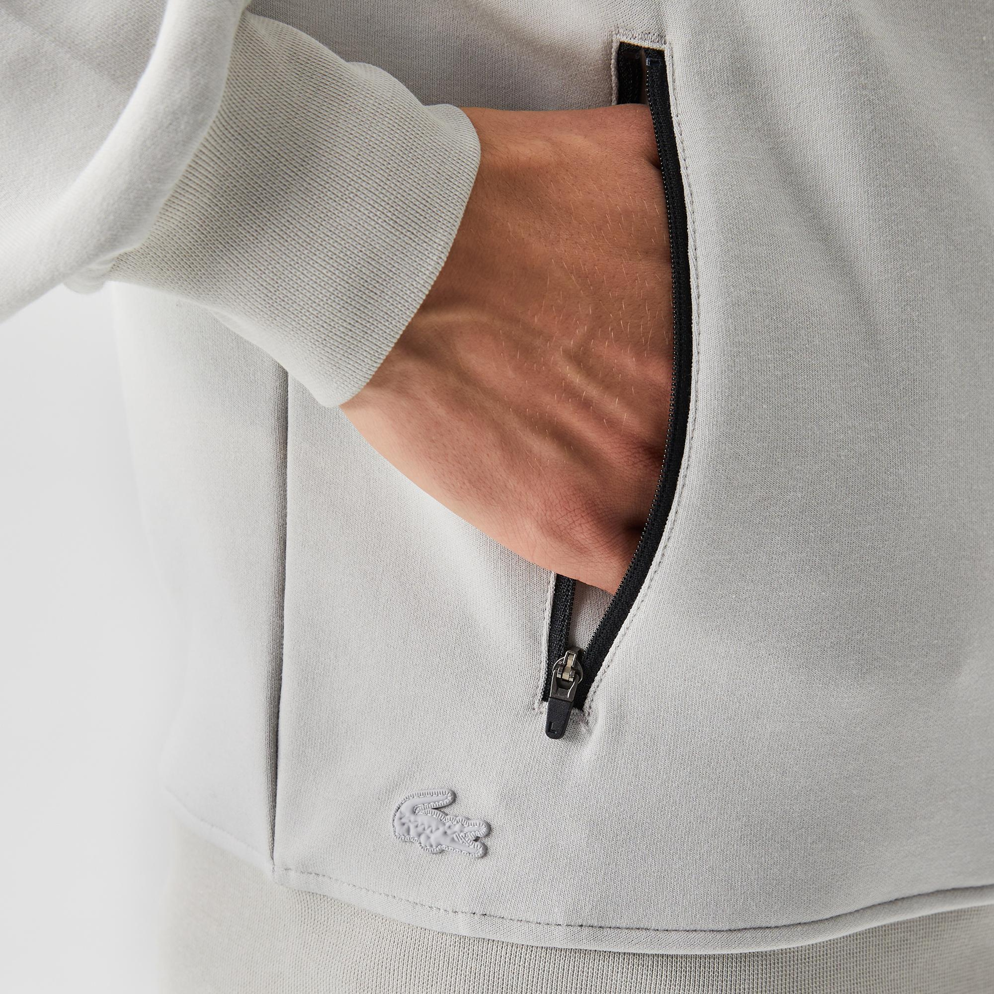 Lacoste Erkek Regular Fit Ayarlanabilir Kapüşonlu Baskılı Gri Sweatshirt