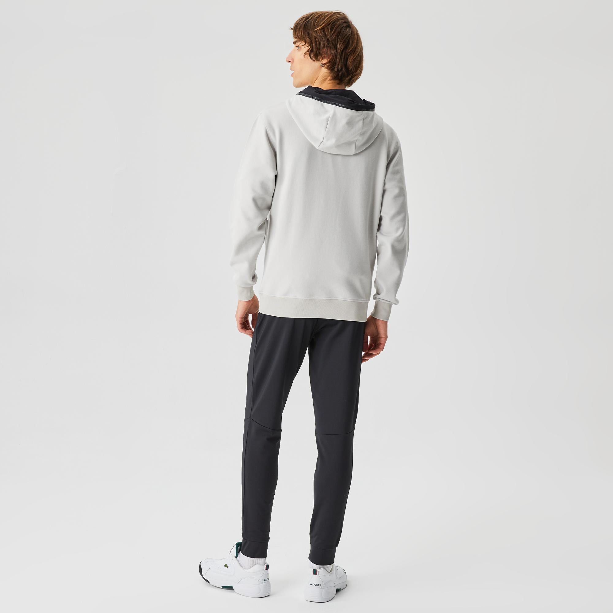 Lacoste Erkek Regular Fit Ayarlanabilir Kapüşonlu Baskılı Gri Sweatshirt