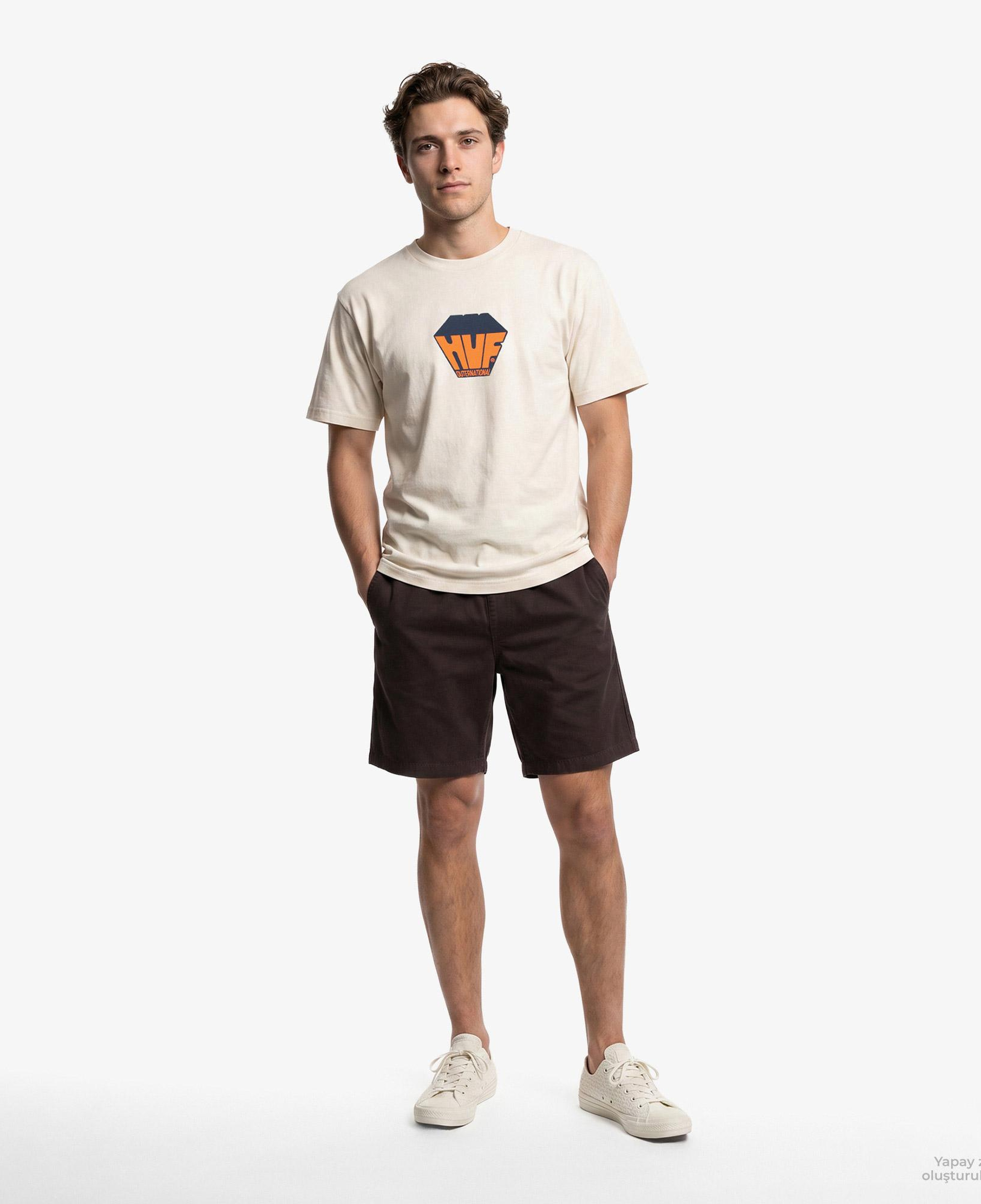 Huf Big Block Erkek Bej T-Shirt