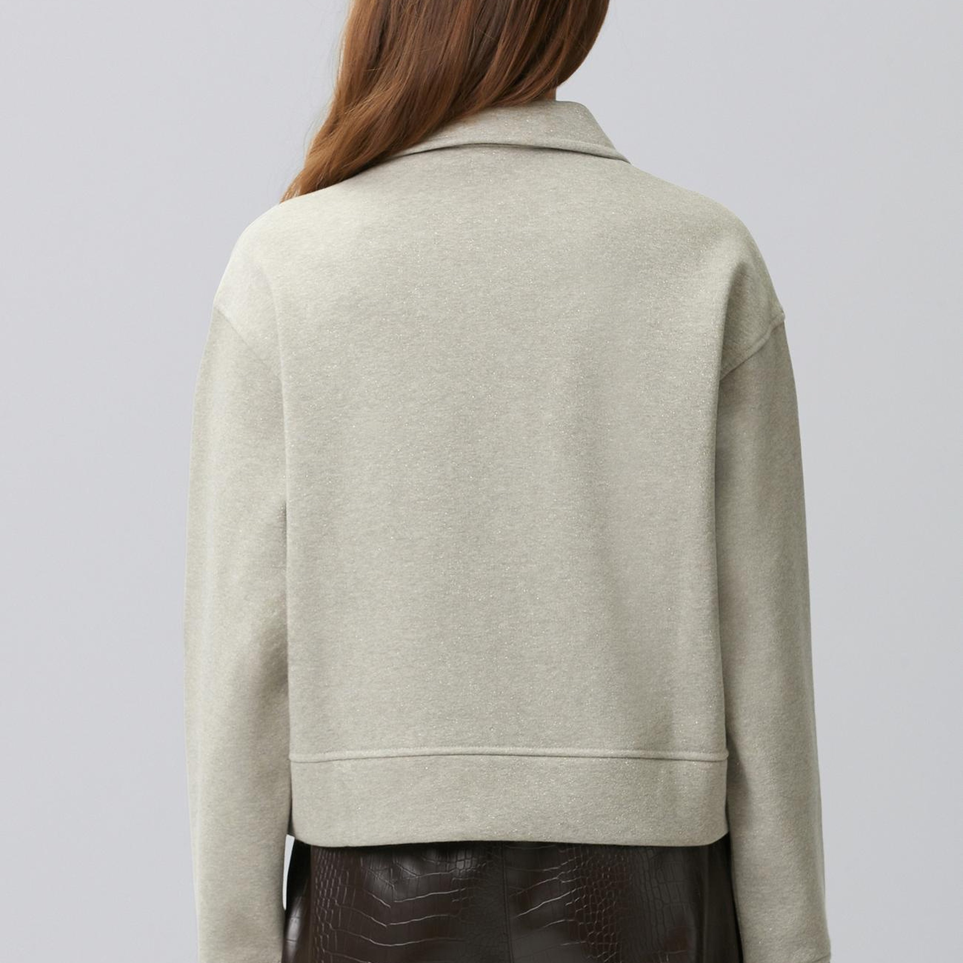 Network Kadın Vizon Melanj Polo Yaka Simli Sweatshirt
