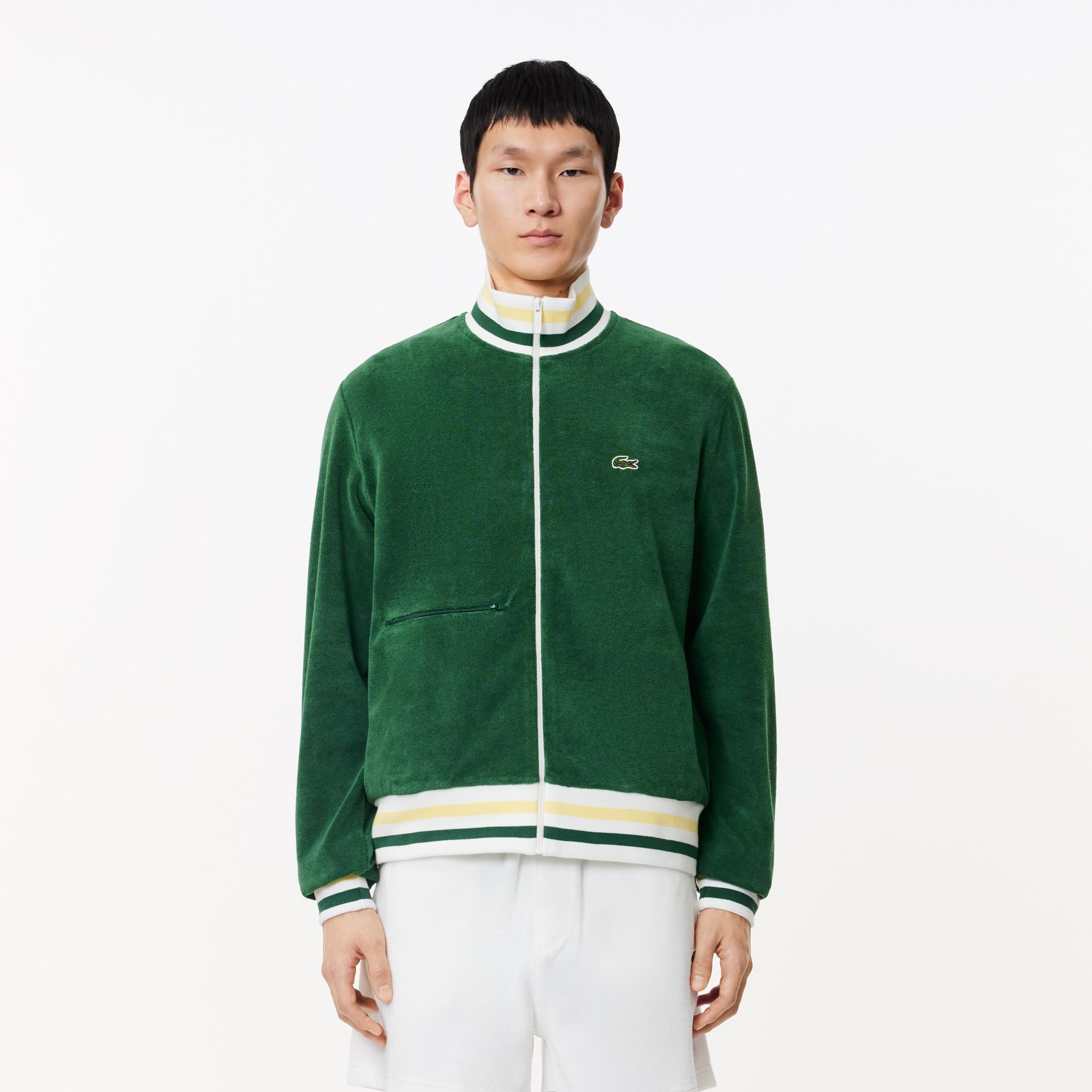 Erkek Regular Fit Yarım Fermuarlı Yeşil Sweatshirt