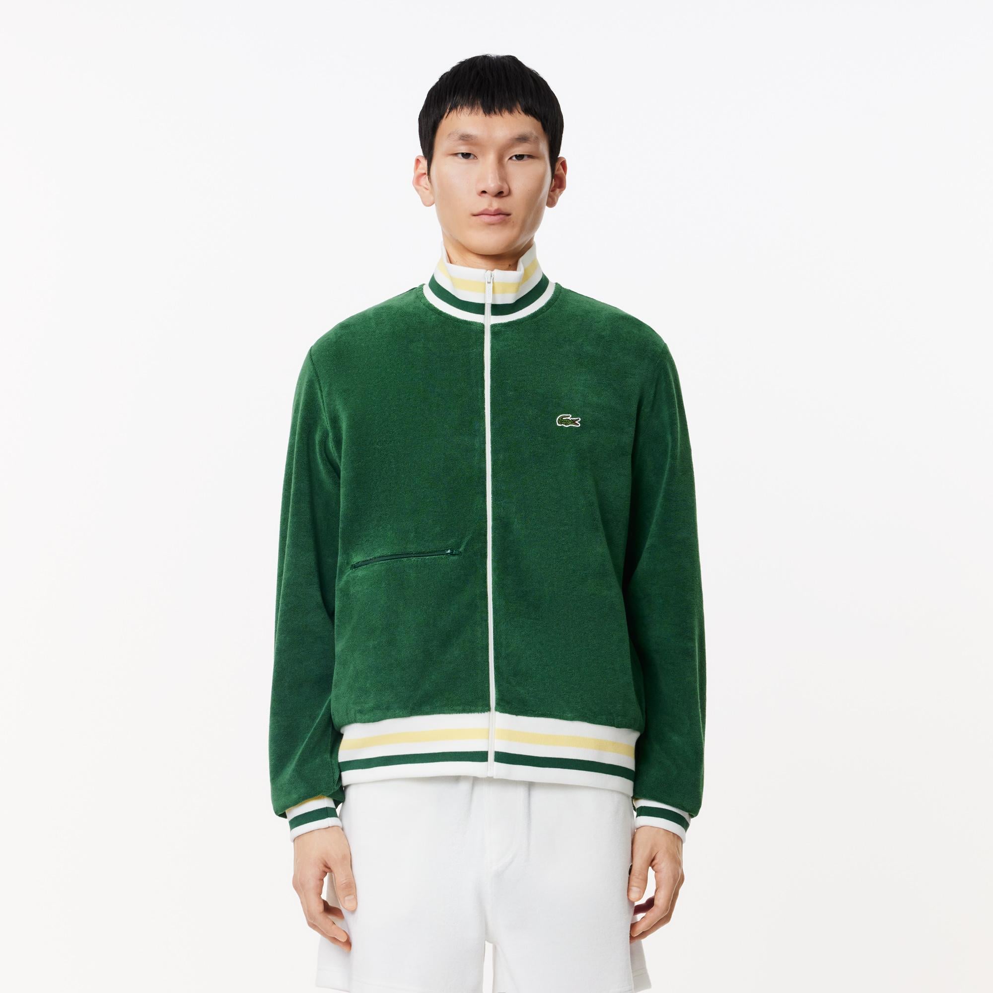 Erkek Regular Fit Yarım Fermuarlı Yeşil Sweatshirt