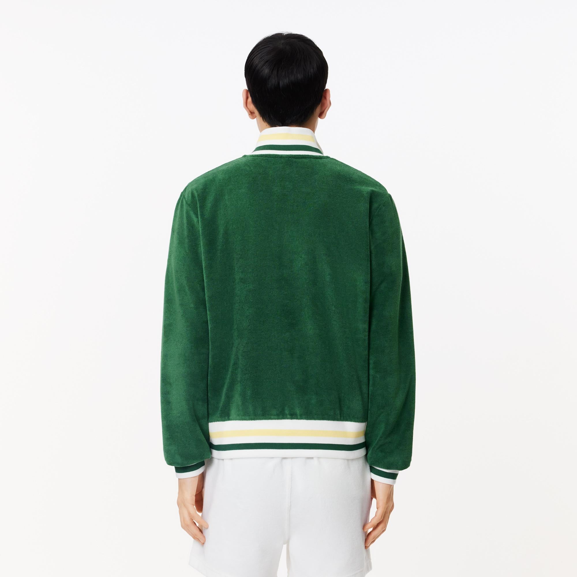 Erkek Regular Fit Yarım Fermuarlı Yeşil Sweatshirt
