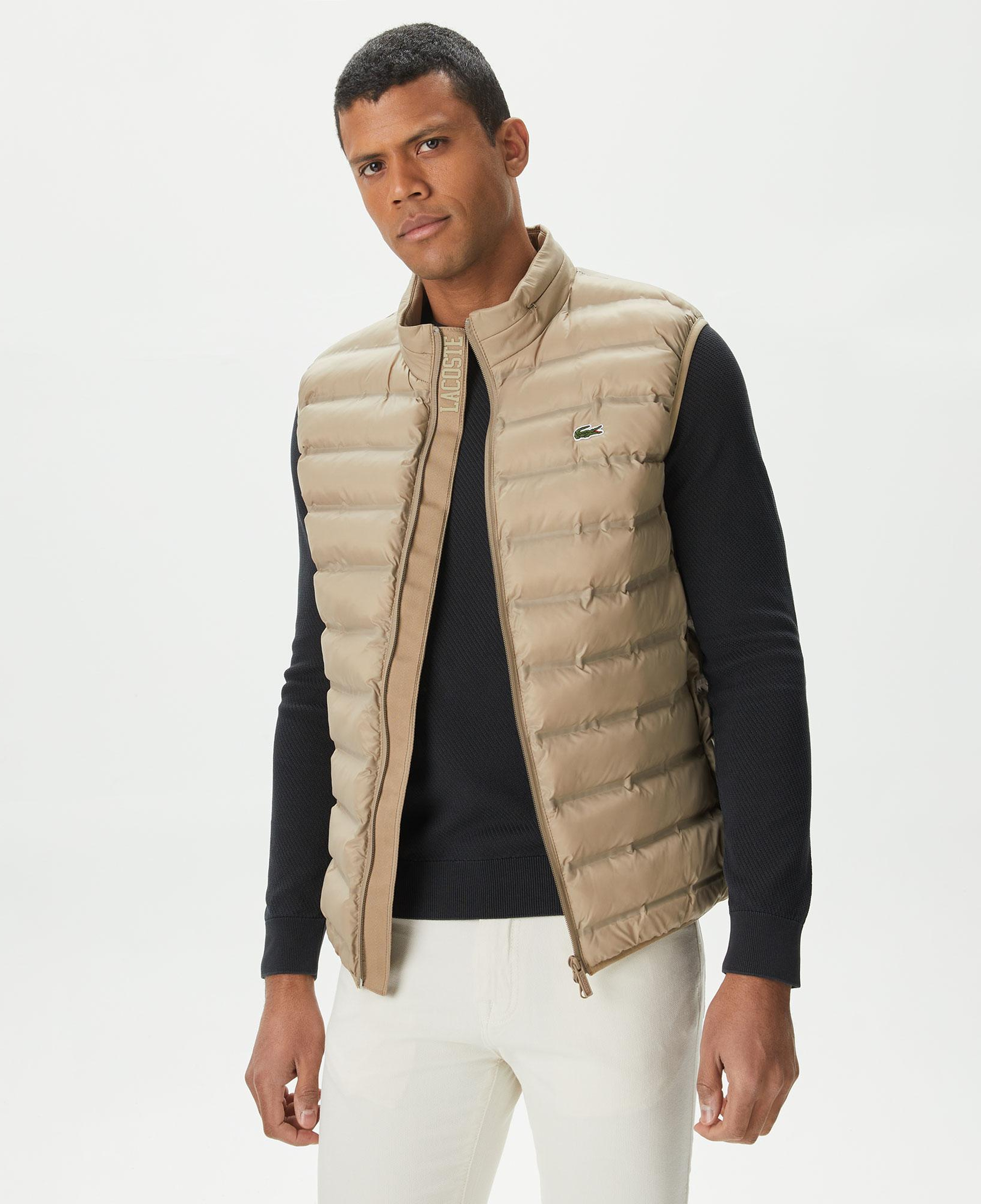 Erkek Slim Fit Kapüşonlu Bej Yelek