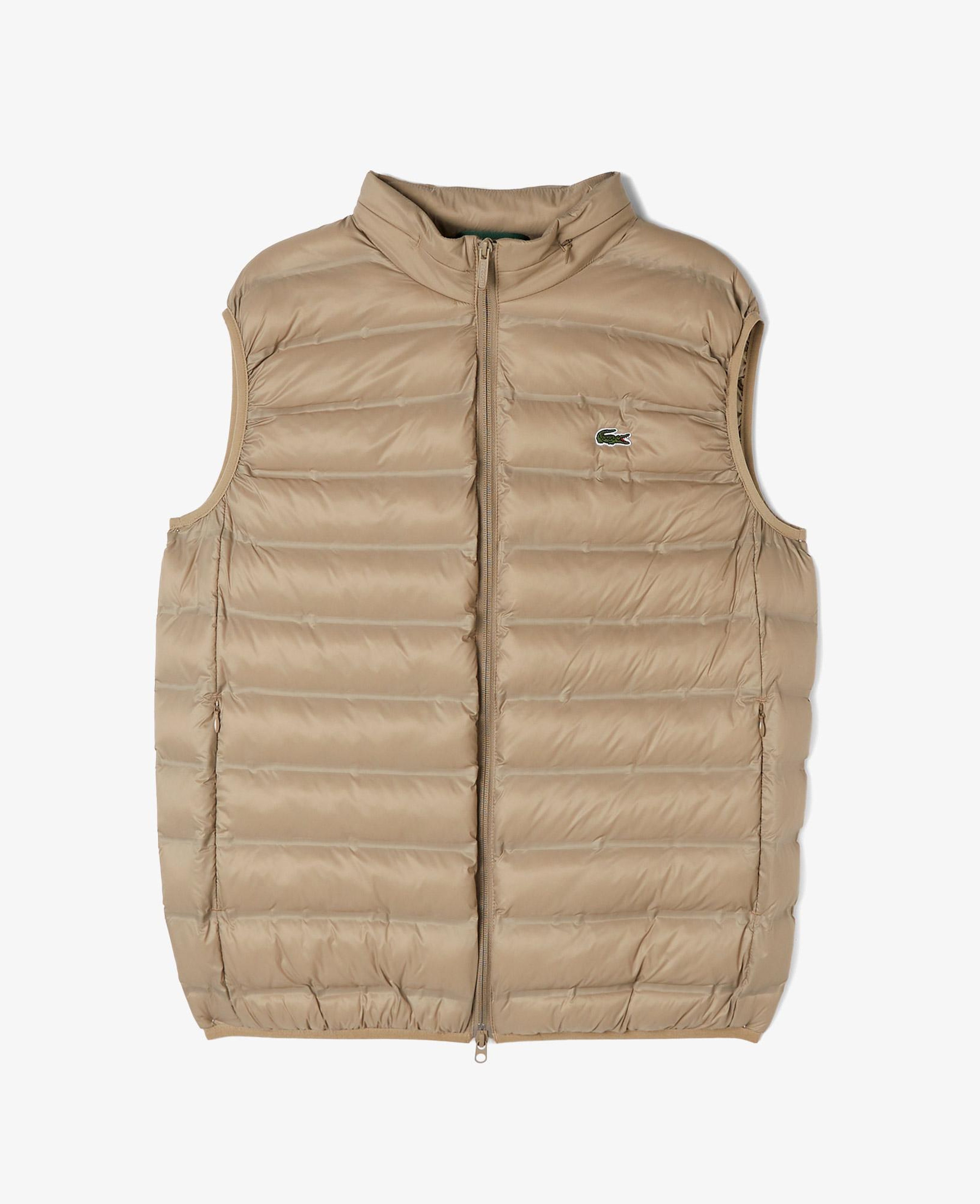 Erkek Slim Fit Kapüşonlu Bej Yelek