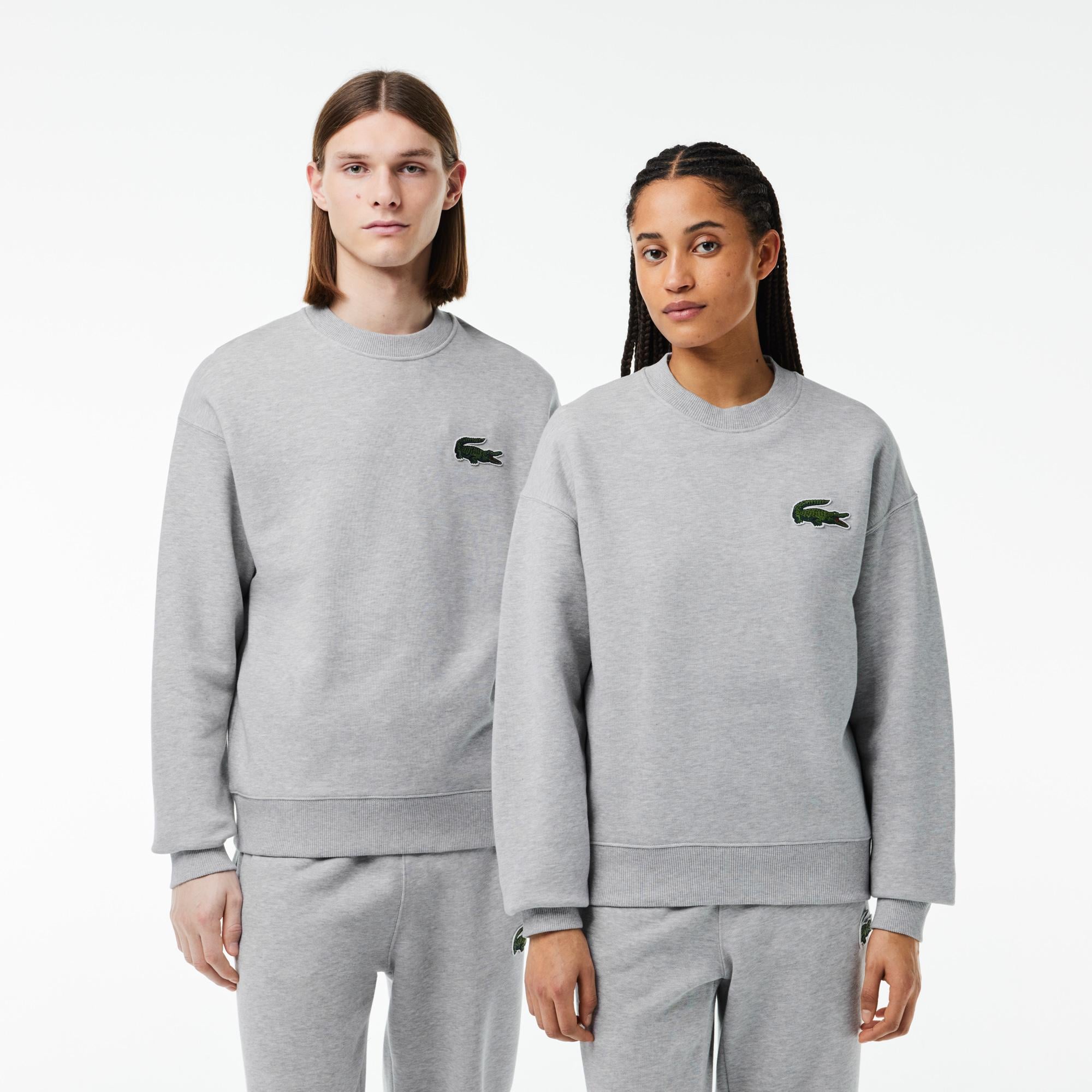 Unisex Loose Fit Bisiklet Yaka Gri Sweatshirt