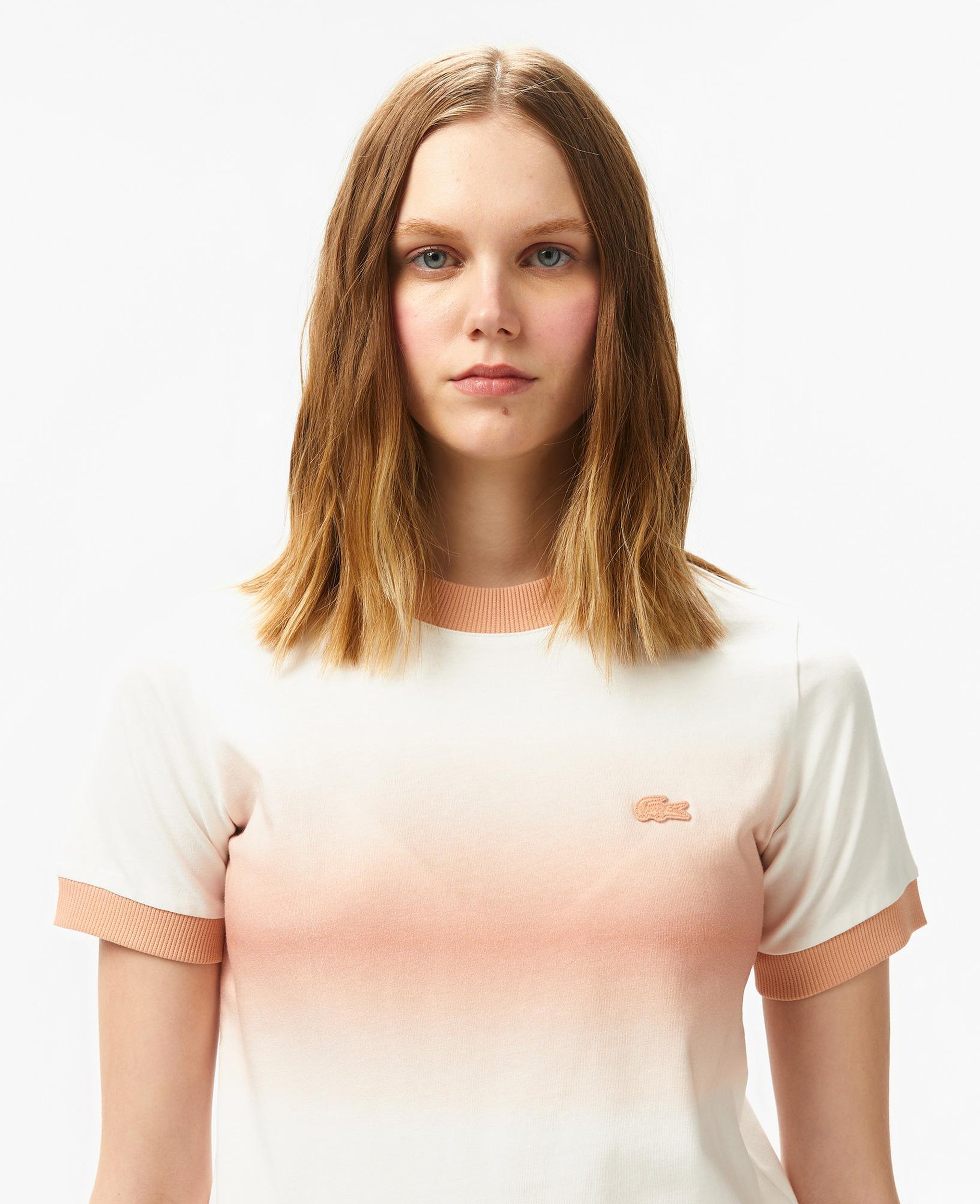 Lacoste Kadın Kısa Kollu Yarım Fermuarlı Beyaz Sweatshirt