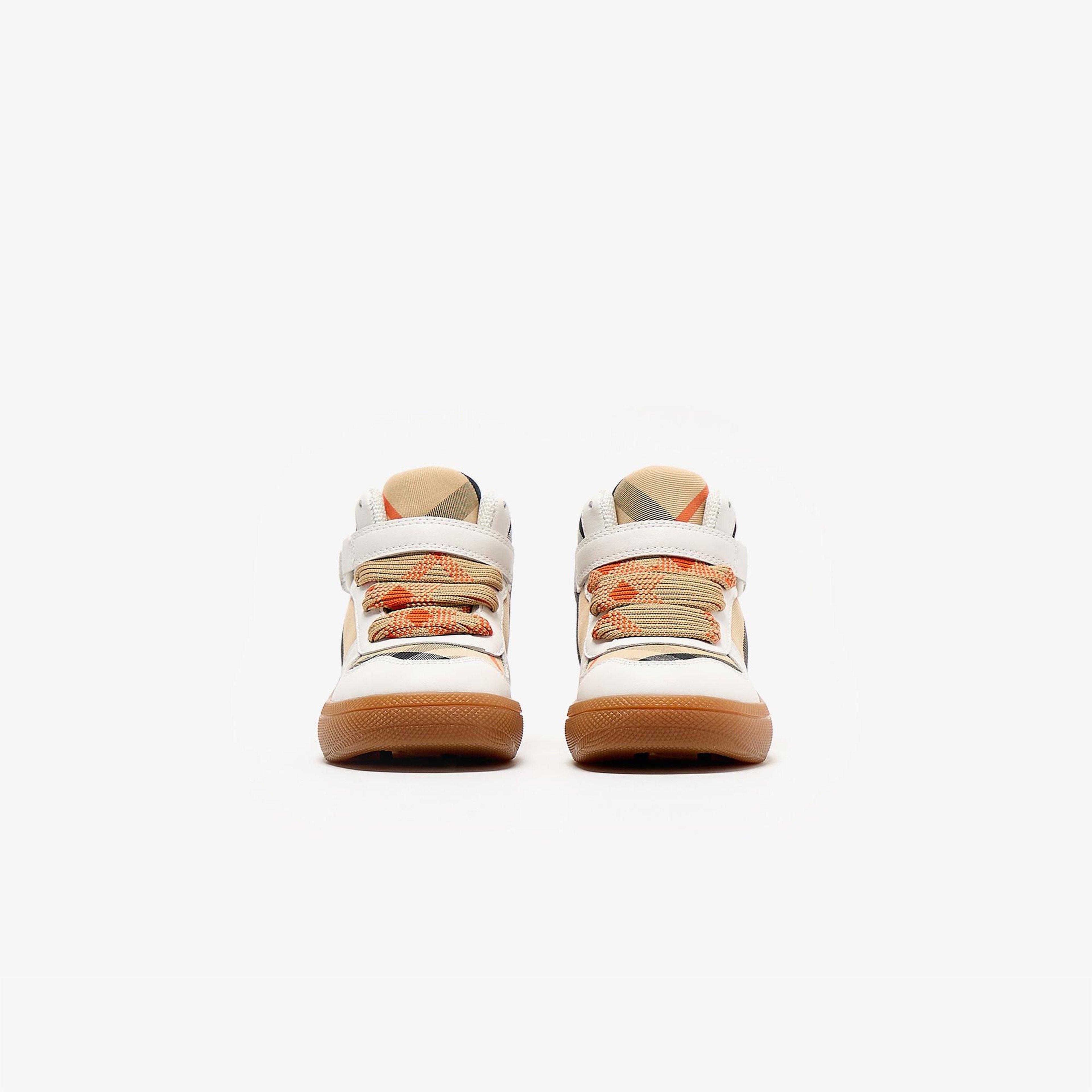 Burberry Sheldon And Leather High-Top Çocuk Bej Sneakers