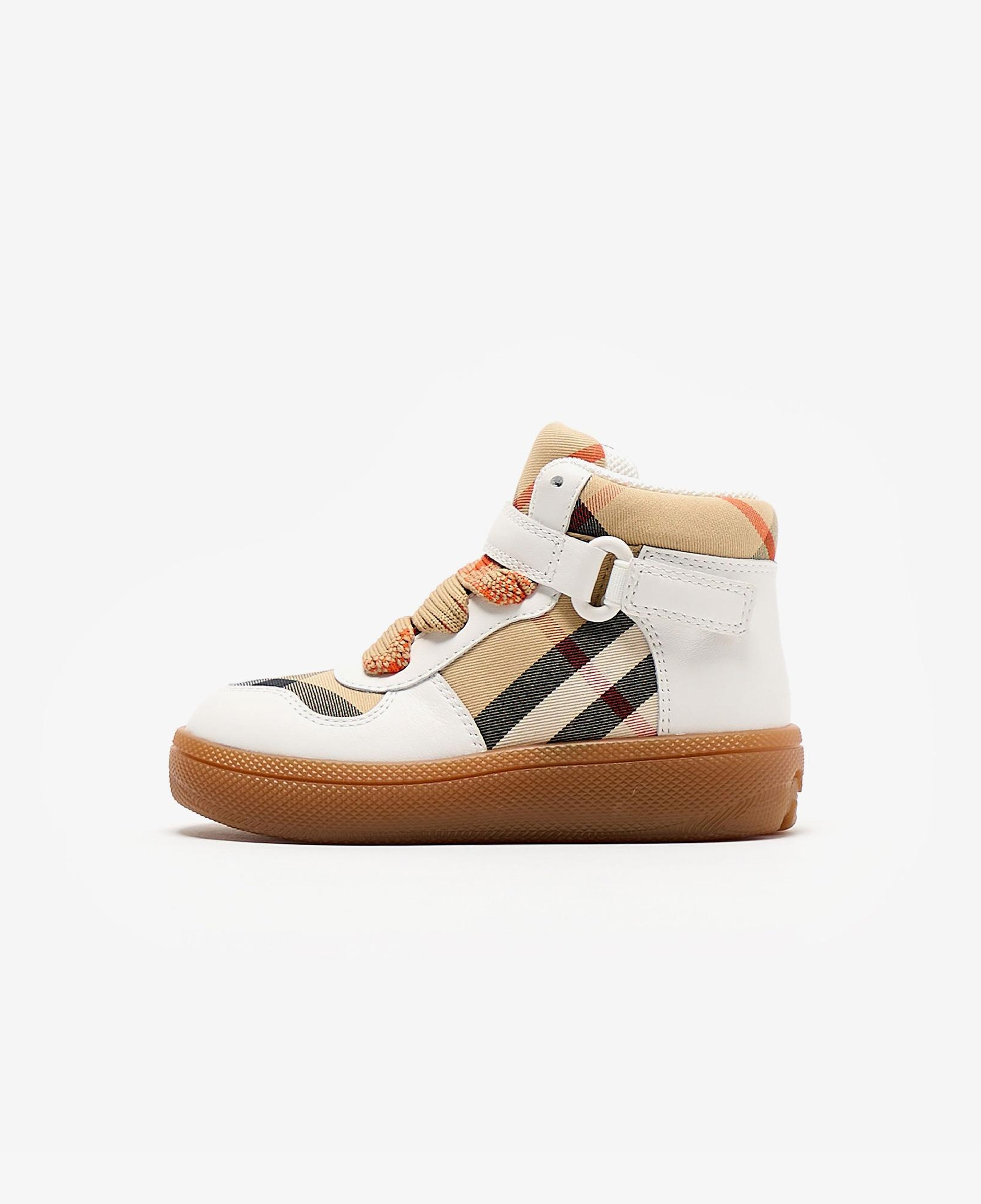 Burberry Sheldon And Leather High-Top Çocuk Bej Sneakers