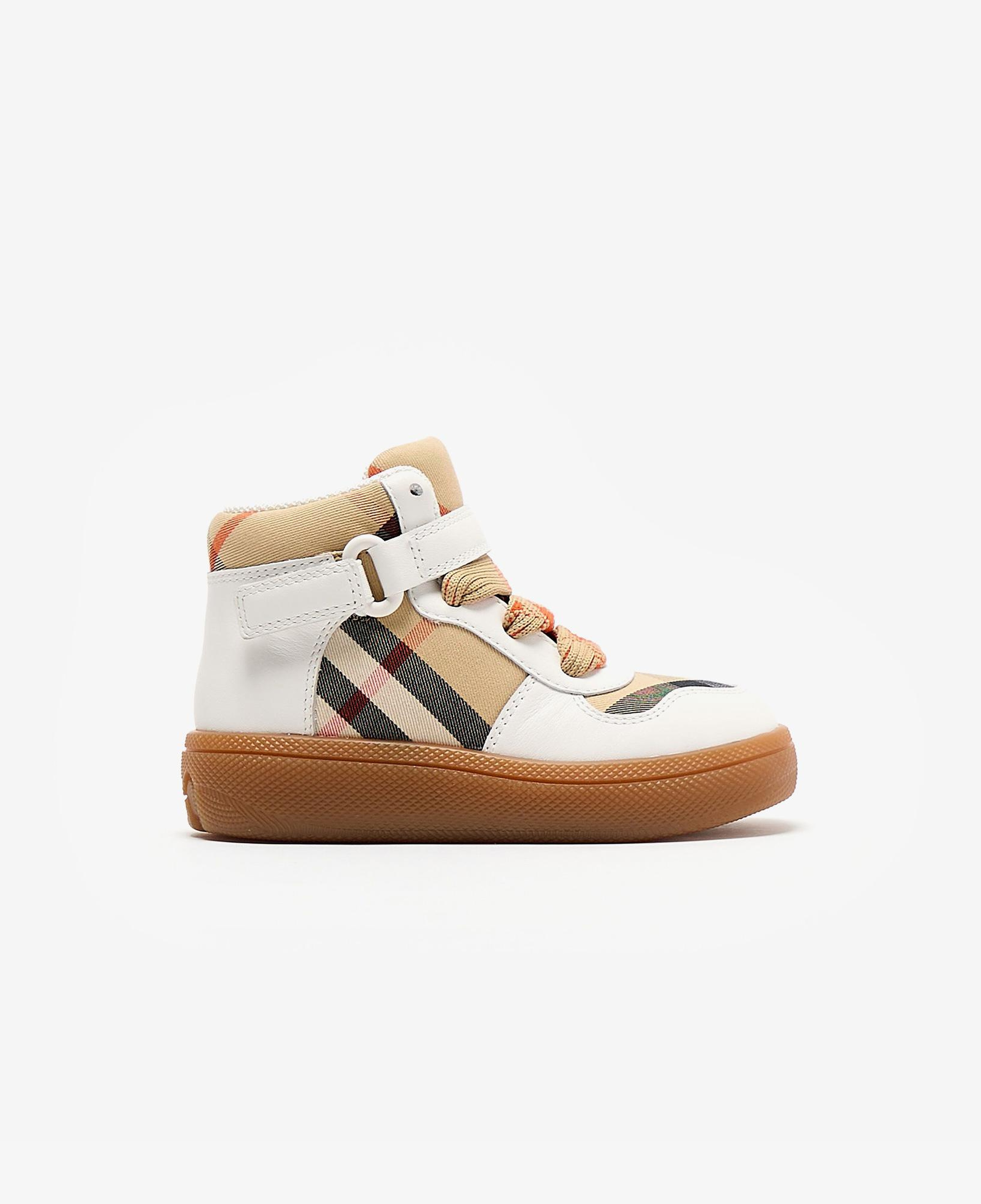 Burberry Sheldon And Leather High-Top Çocuk Bej Sneakers
