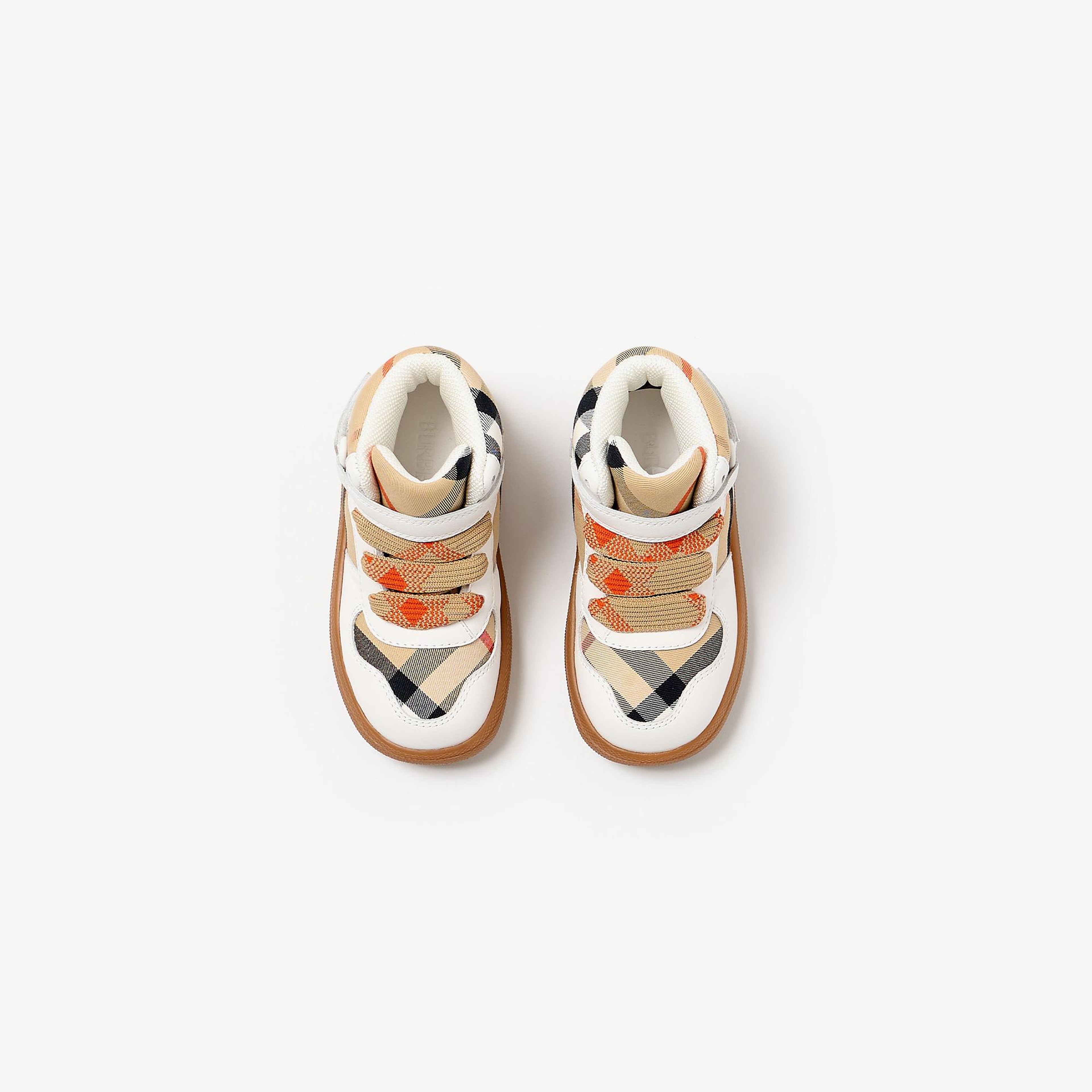 Burberry Sheldon And Leather High-Top Çocuk Bej Sneakers