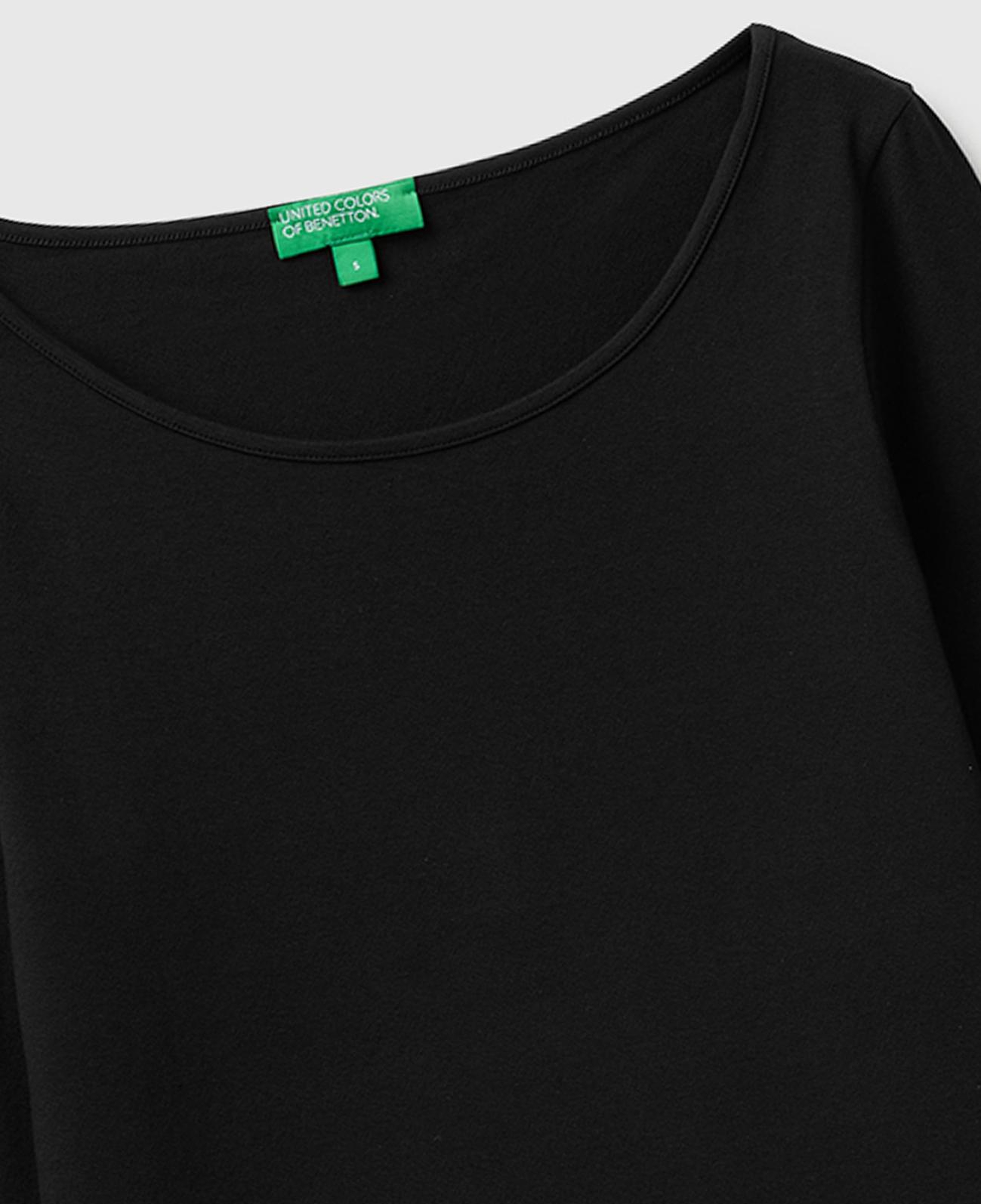 Kadın Siyah Pamuk Karışımlı Slim Fit Uzun Kollu T-Shirt