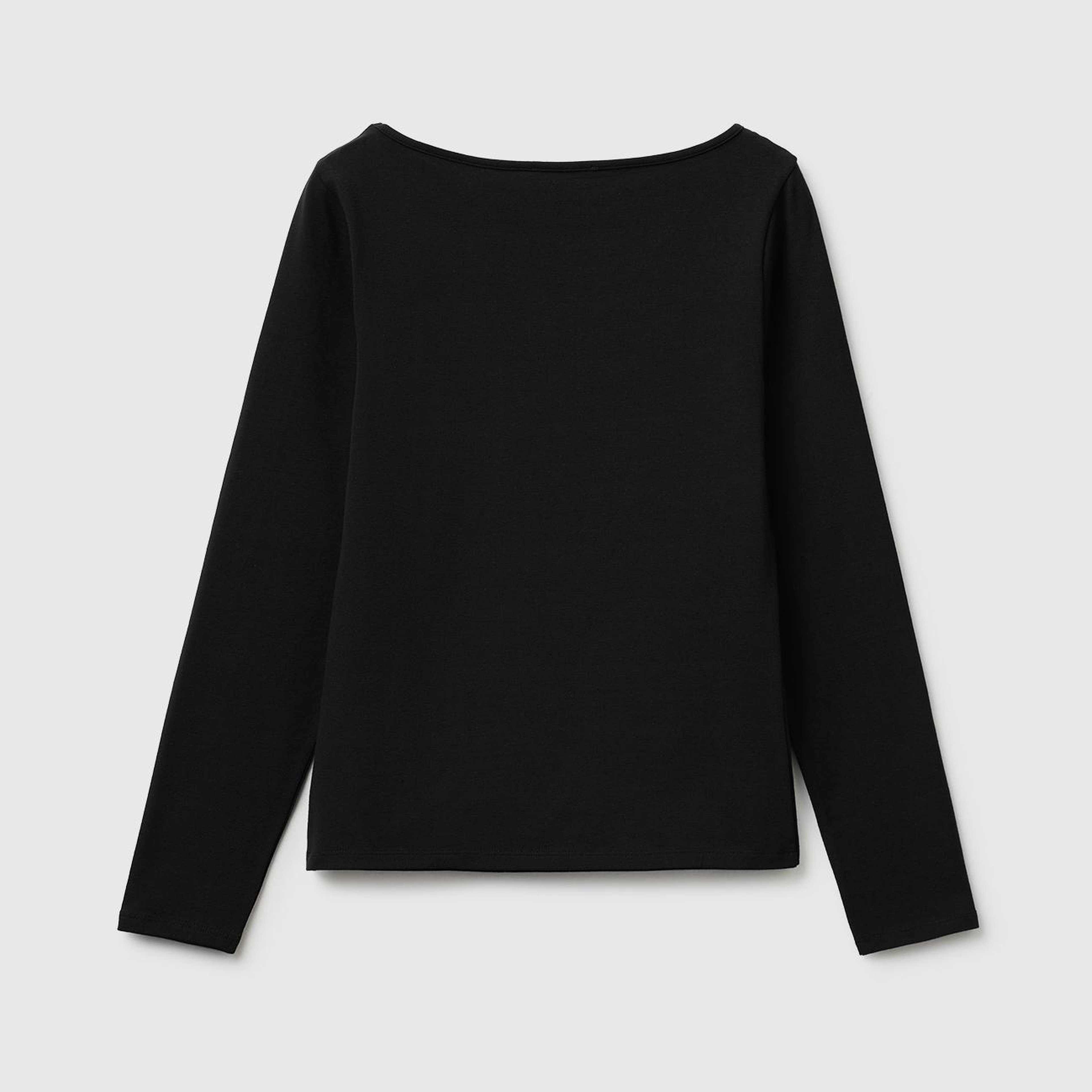 Kadın Siyah Pamuk Karışımlı Slim Fit Uzun Kollu T-Shirt