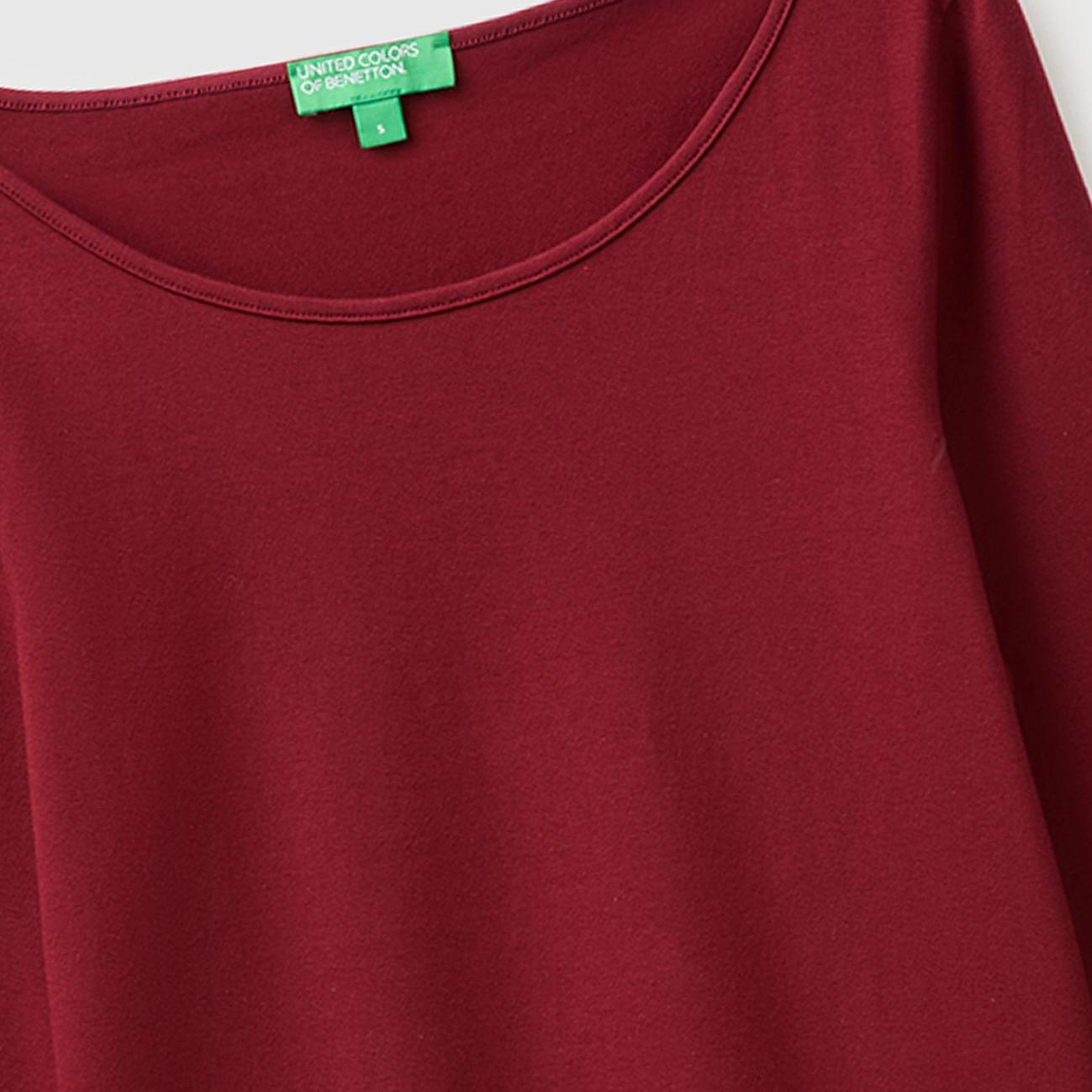 Kadın Mürdüm Pamuk Karışımlı Slim Fit Uzun Kollu T-Shirt