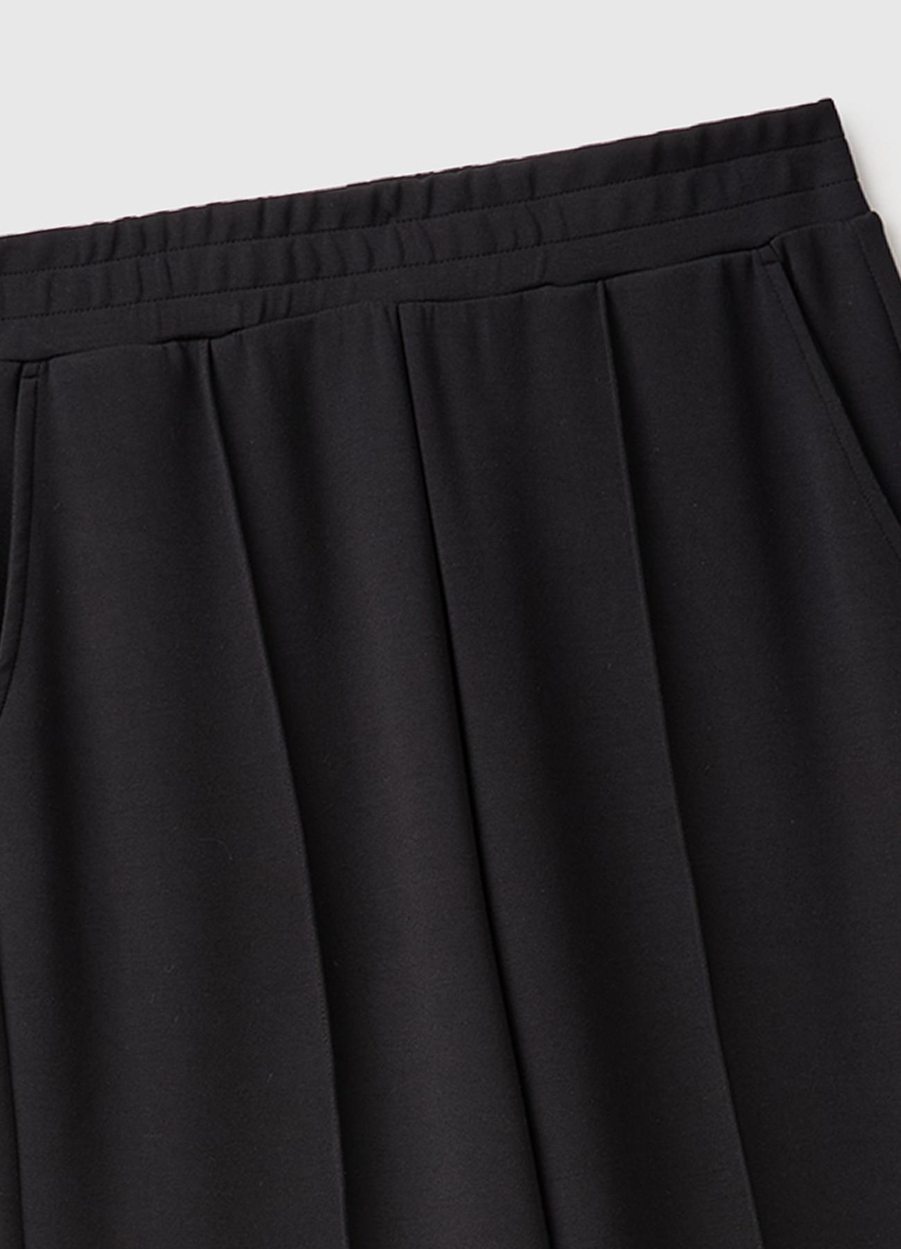 Kadın Siyah Şardonlu Comfort Fit Beli Lastikli Eşofman Altı