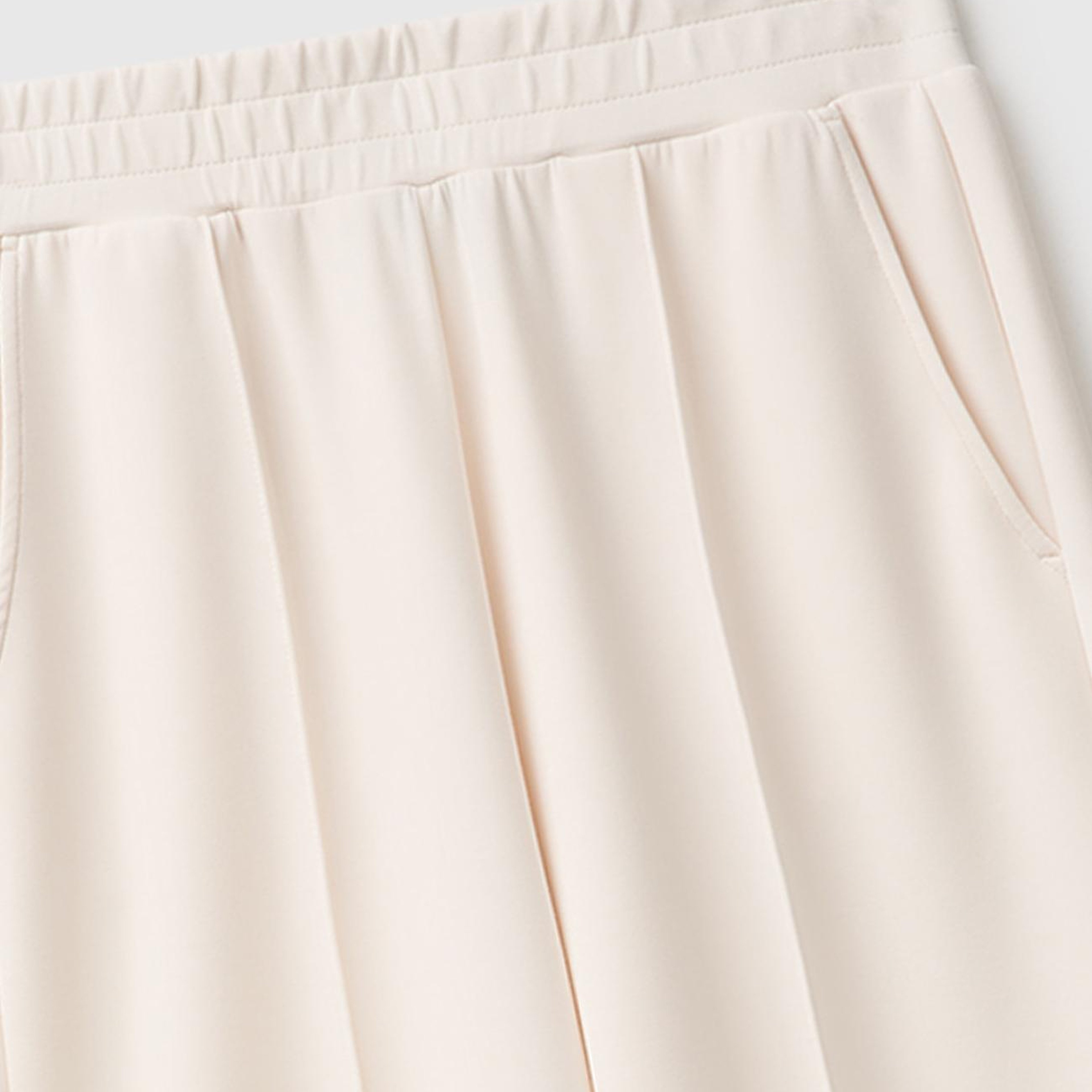 Kadın Krem Şardonlu Comfort Fit Beli Lastikli Eşofman Altı