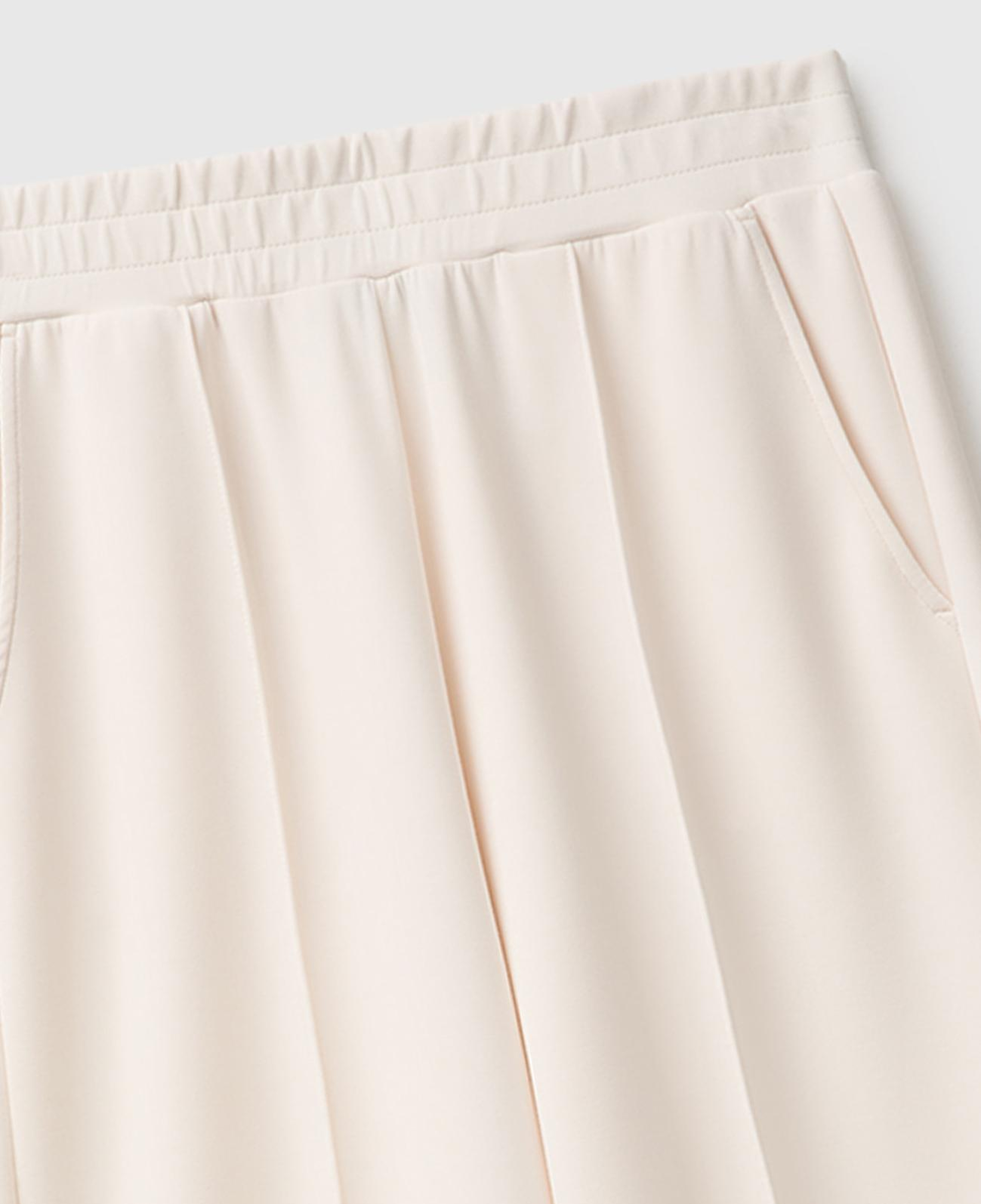 Kadın Krem Şardonlu Comfort Fit Beli Lastikli Eşofman Altı