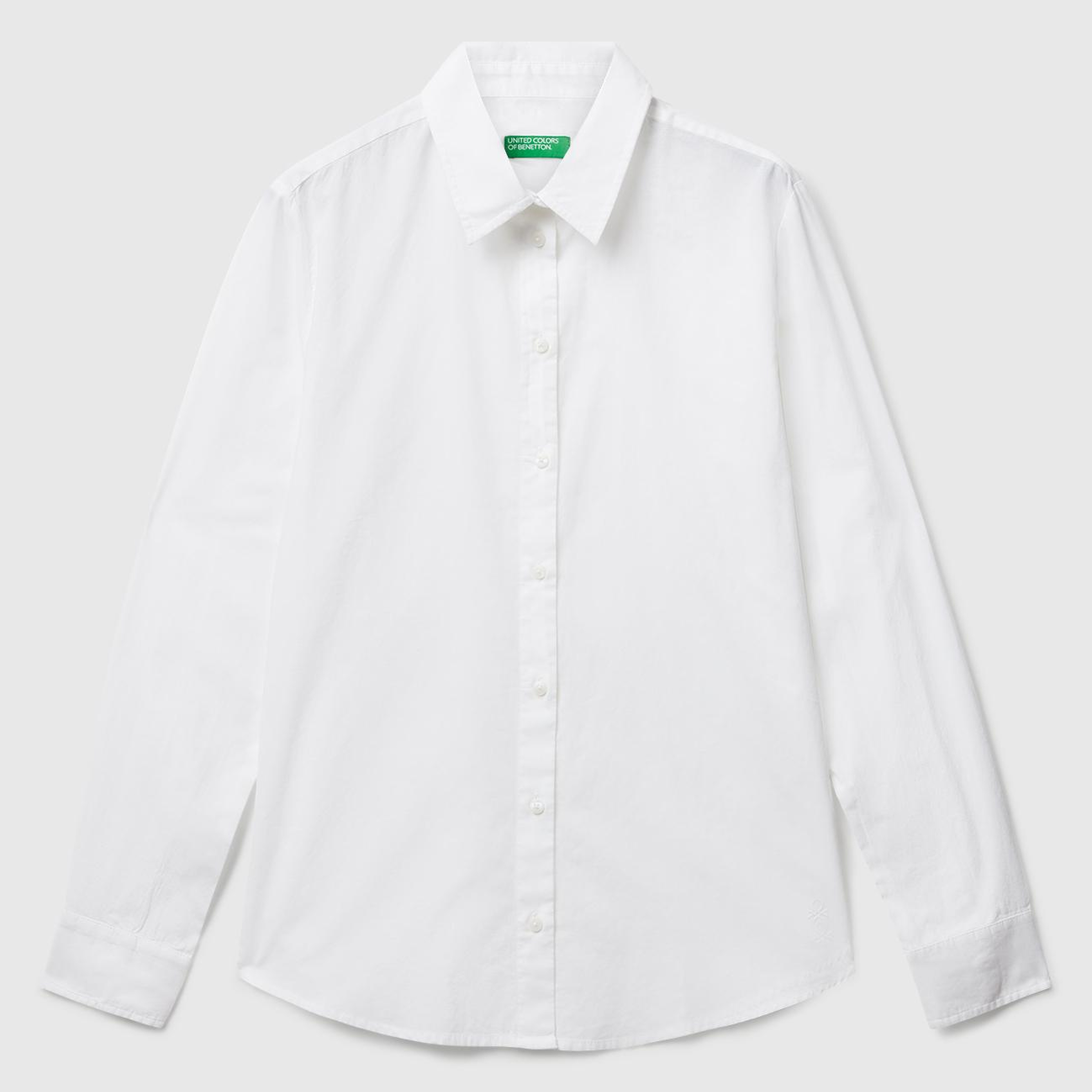 Kadın Beyaz %100 Pamuk Arka Logo İşlemeli Regular Fit Gömlek