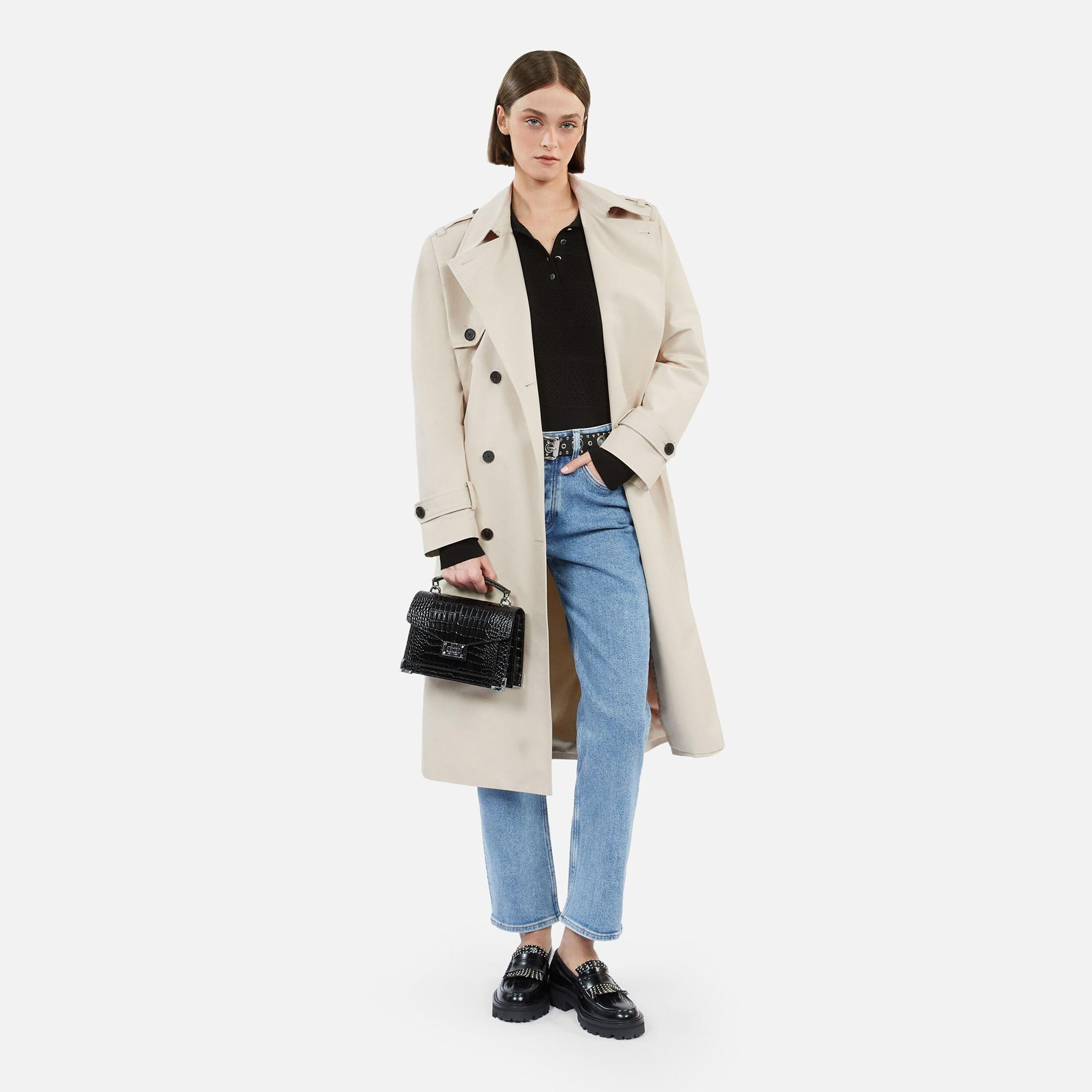 KADIN STRAIGHT FIT KREM TRENÇKOT