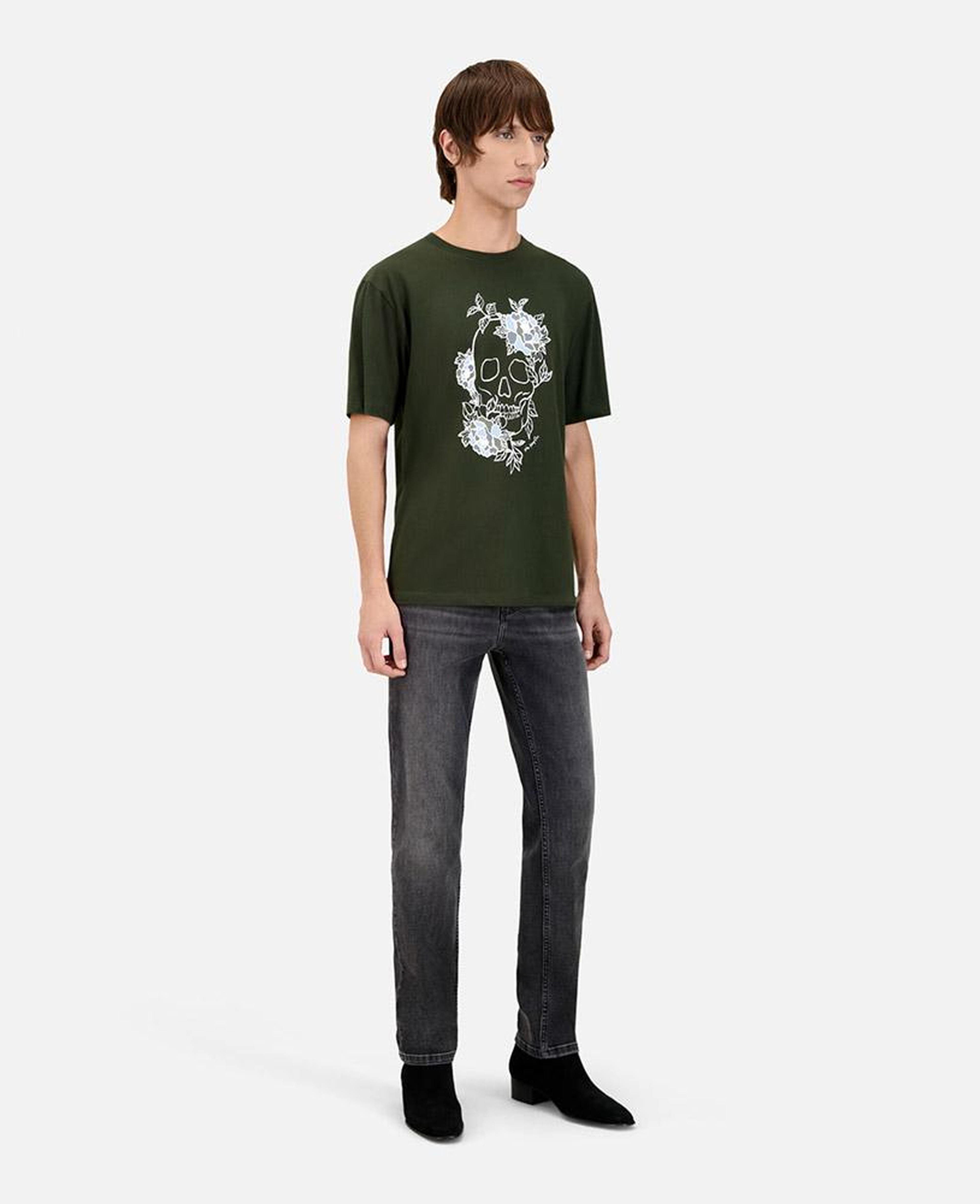 ERKEK BASKILI BİSİKLET YAKA YEŞİL T-SHIRT