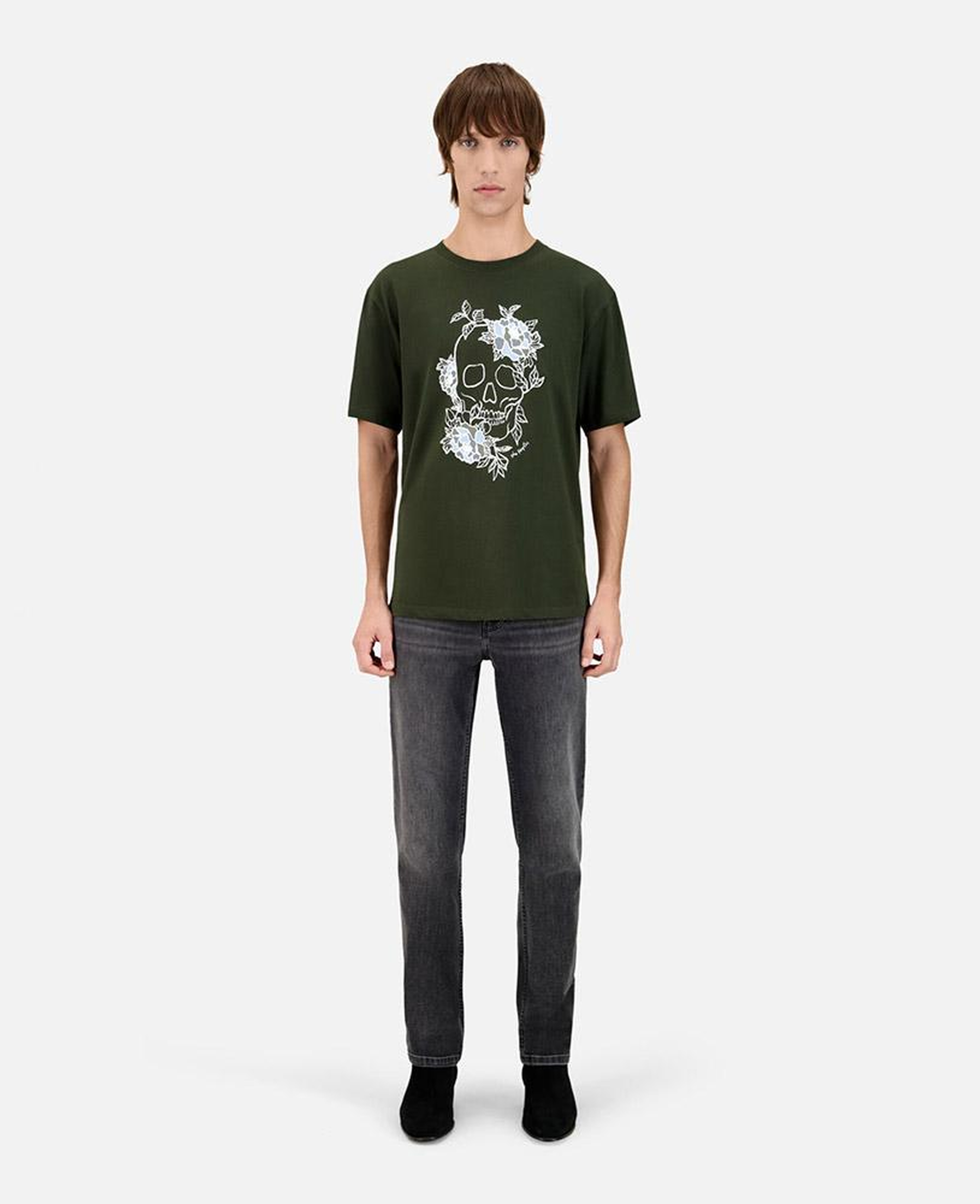 ERKEK BASKILI BİSİKLET YAKA YEŞİL T-SHIRT