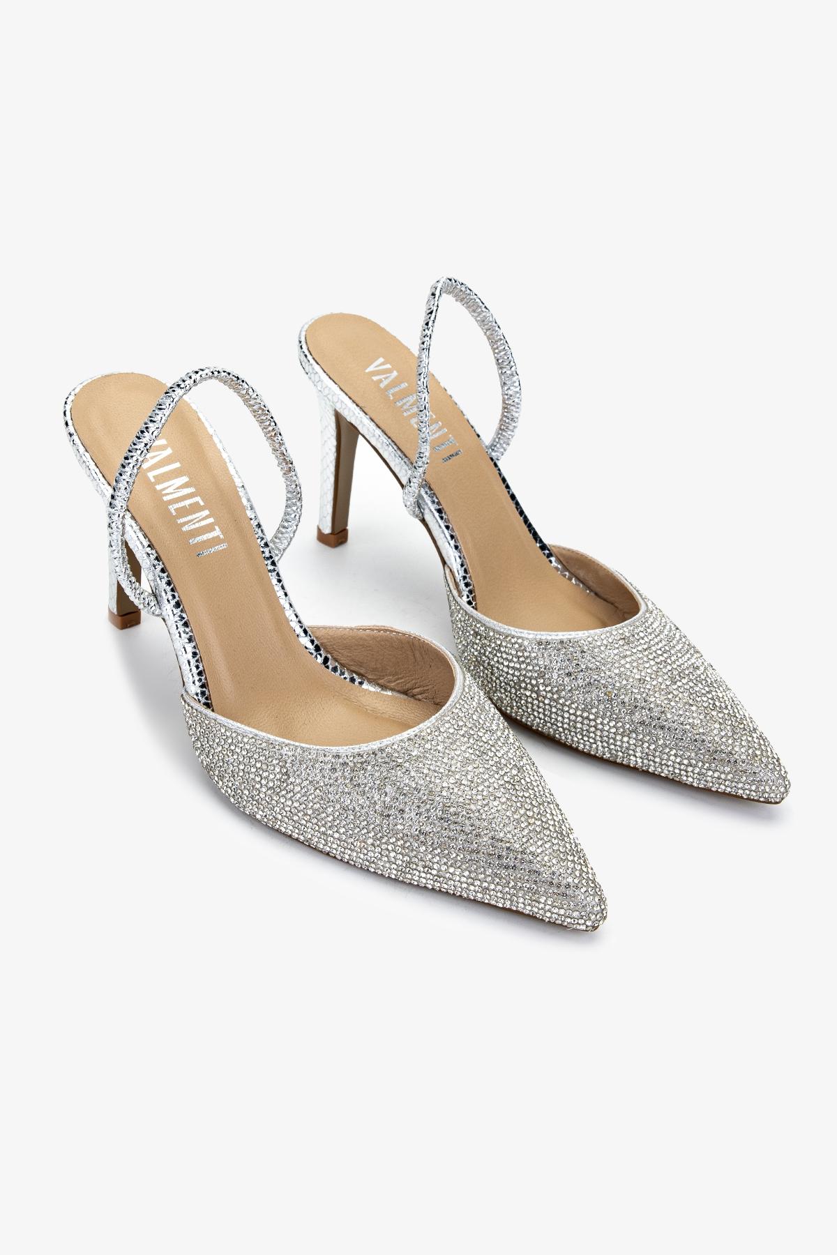 Valmenti Kadın Suni Deri Lame Slingback Ayakkabı